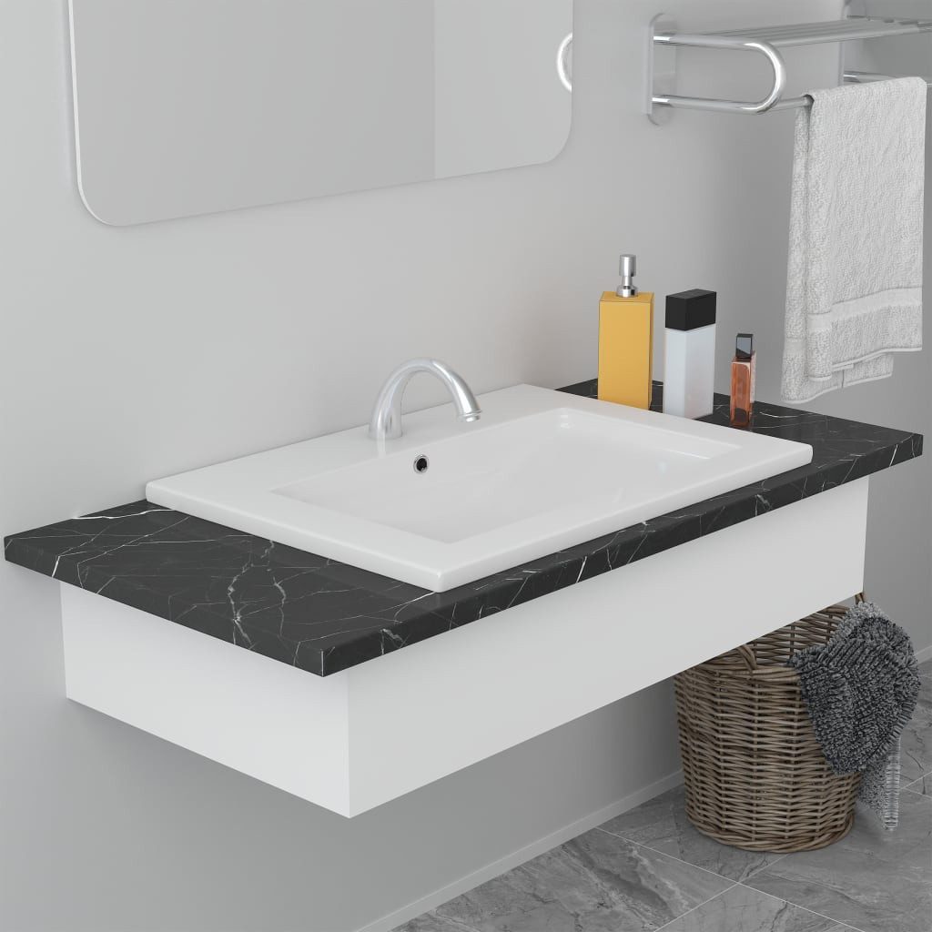 vidaXL Waschbecken 61 x 395 x 185 cm Einbauwaschbecken Keramik 61x39,5x18,5 cm modernes D