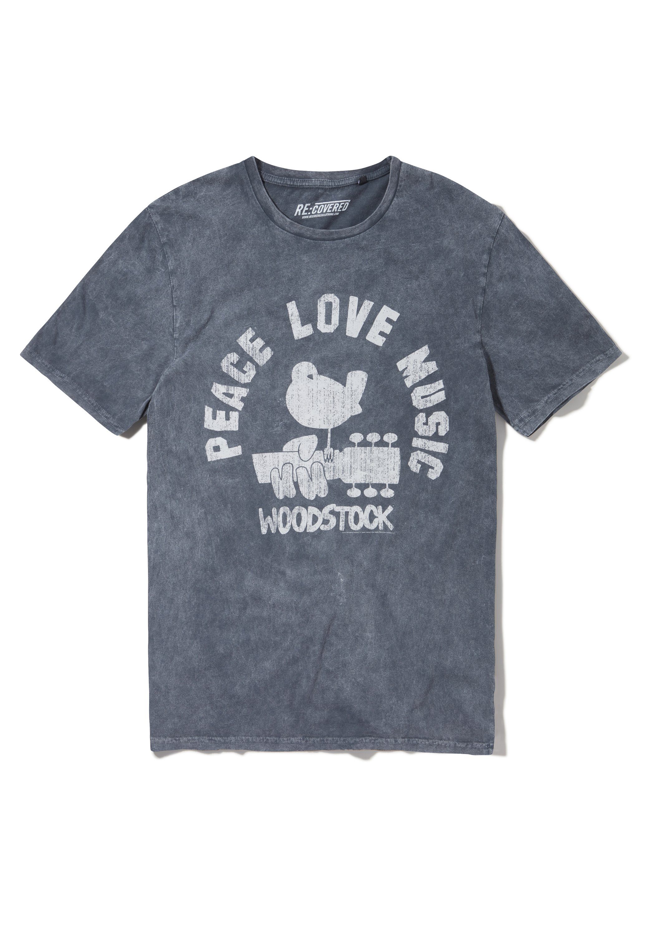 Recovered T-Shirt Woodstock Peace Love Music GOTS zertifizierte Bio-Baumwolle