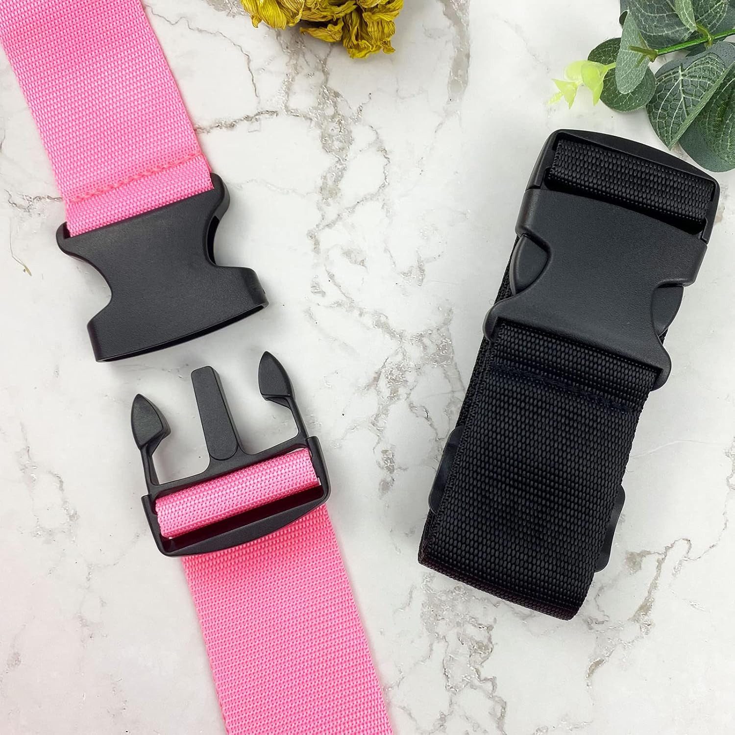 FELIXLEO Koffergurt Koffergurt Set 2er verstellbar rutschfest personalisiert rosa, (1-tlg)