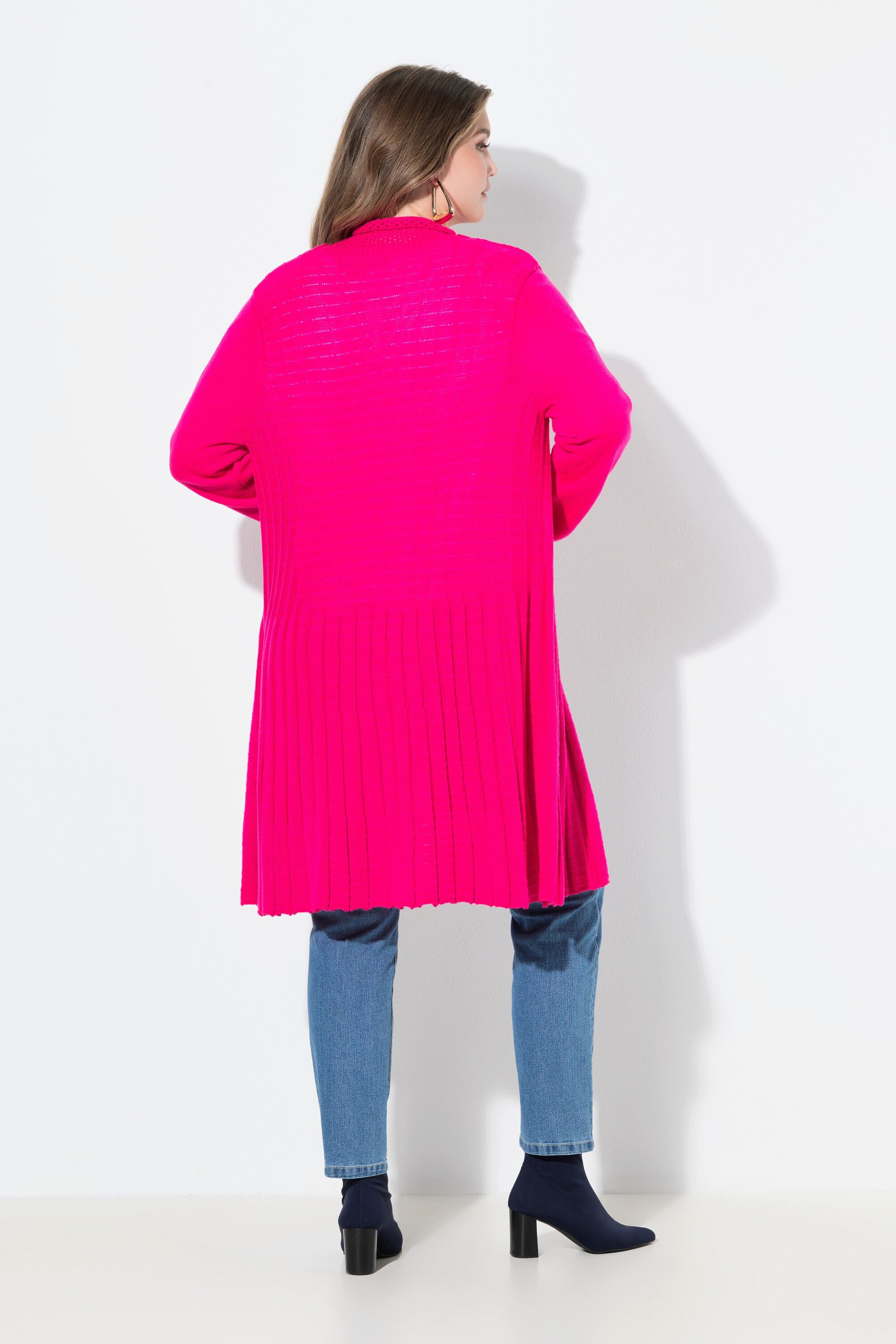 MIAMODA Strickjacke Strickjacke längere A-Linie Strukturmix Wellensaum