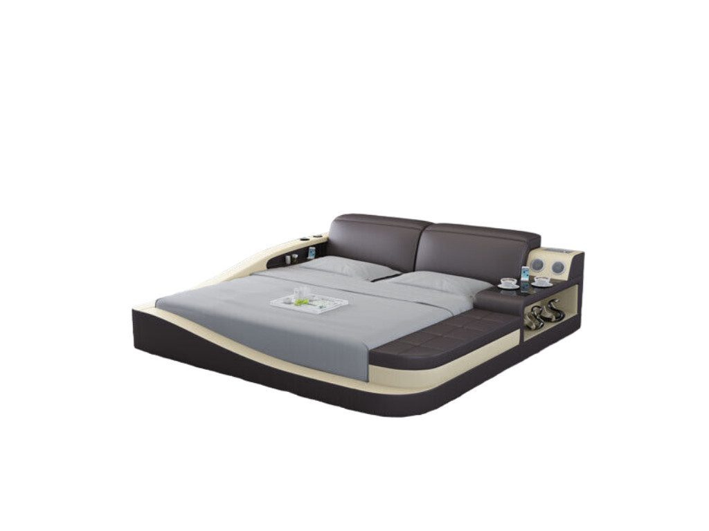 JVmoebel Multimediabett Luxus Schlafzimmer Bett Polster Design Leder Betten 180x200 Sofort (1-tlg., Bett), Made in Europa