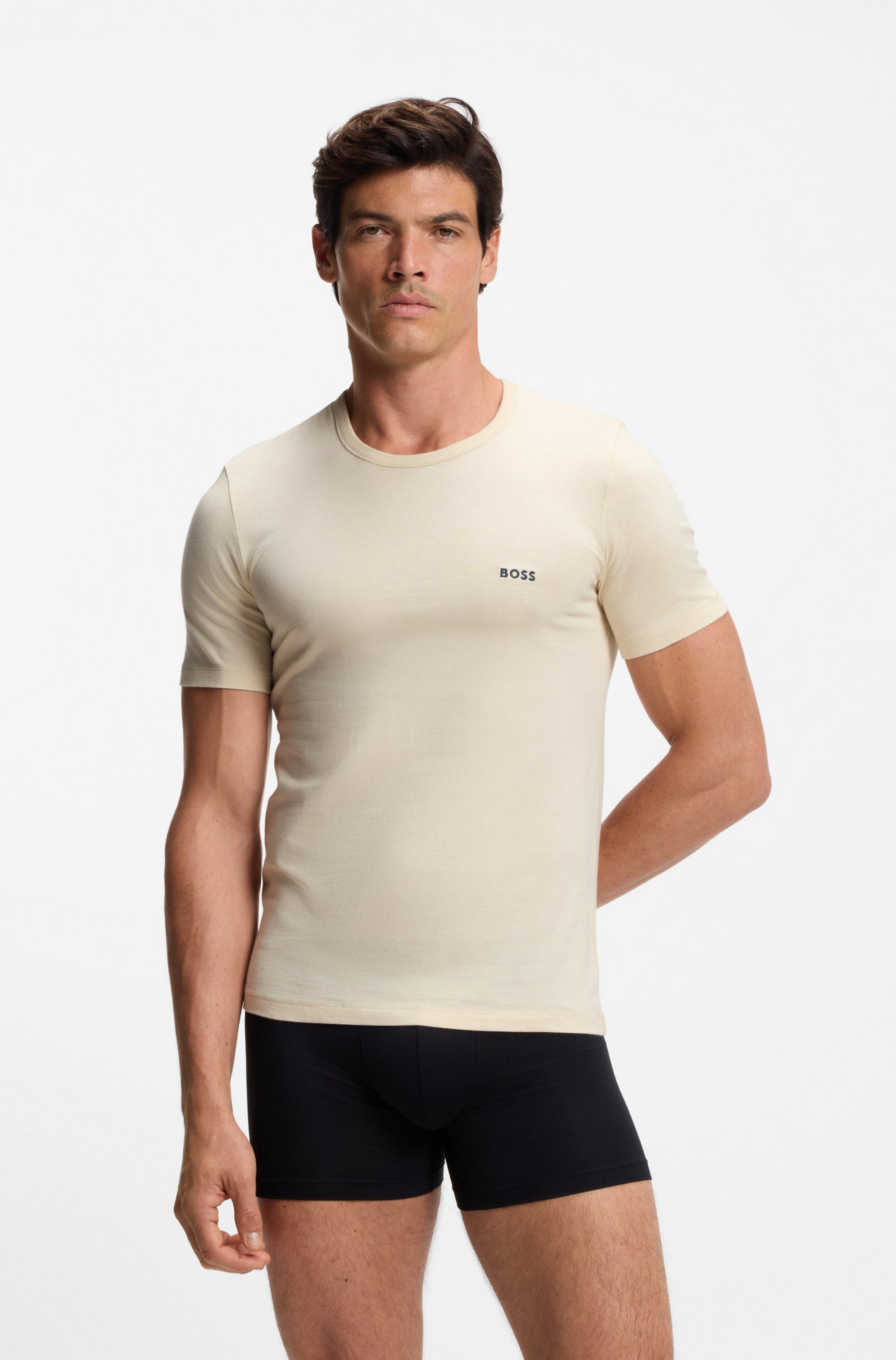 BOSS T-Shirt TShirtRN 3P Classic (Packung, 3-tlg) mit BOSS Stickerei günstig online kaufen