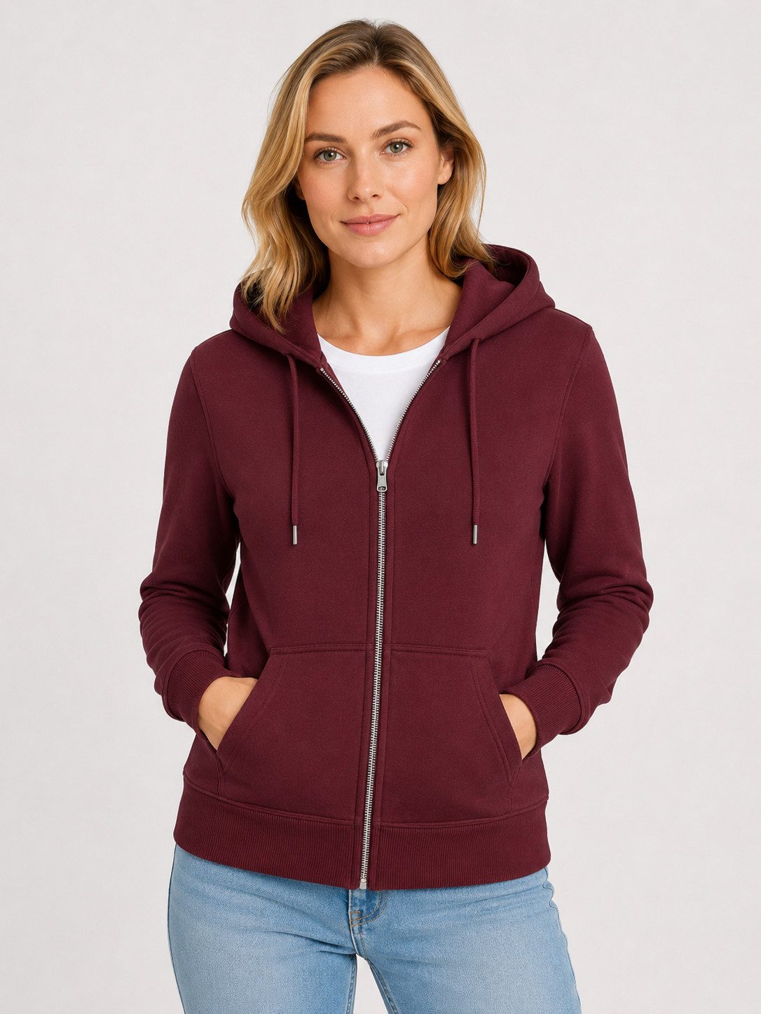 S&S Kapuzensweatjacke (Packung, 1-tlg., Damen) Sweatjacke mit Reißverschluss Kapuze und Eingrifftaschen