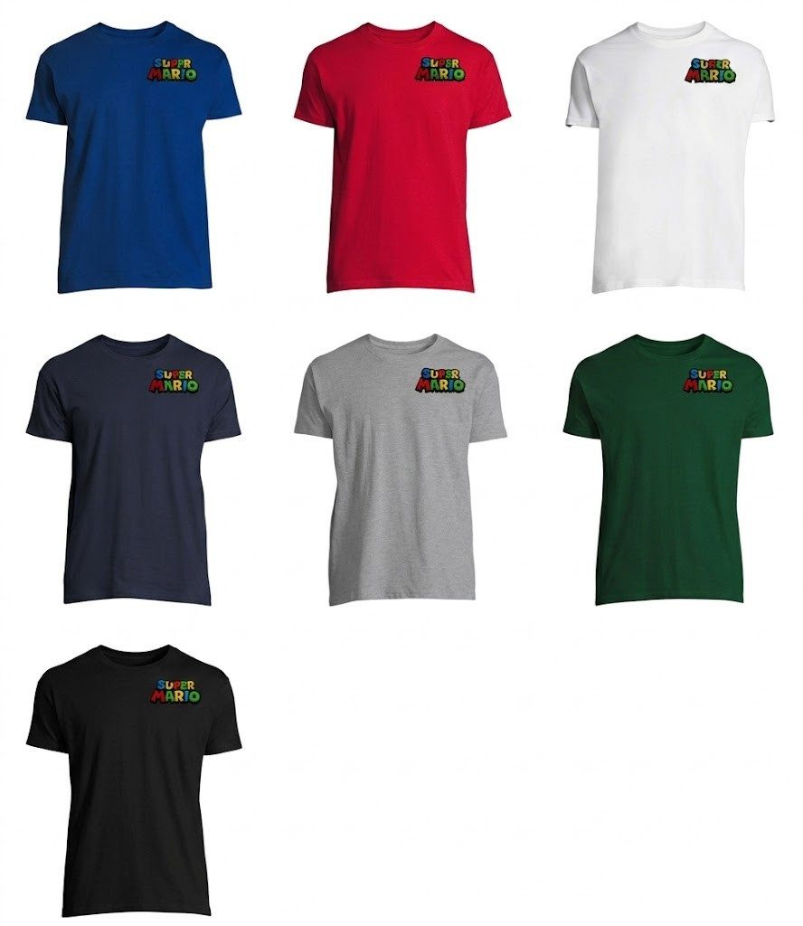 Blondie & Brownie T-Shirt Mario Luigi Yoshi Peach Patch Retro Gamer Streetwear Herren Design Tee (Einzelstück, Einzelartikel) Mario Luigi Patch HerrenTee