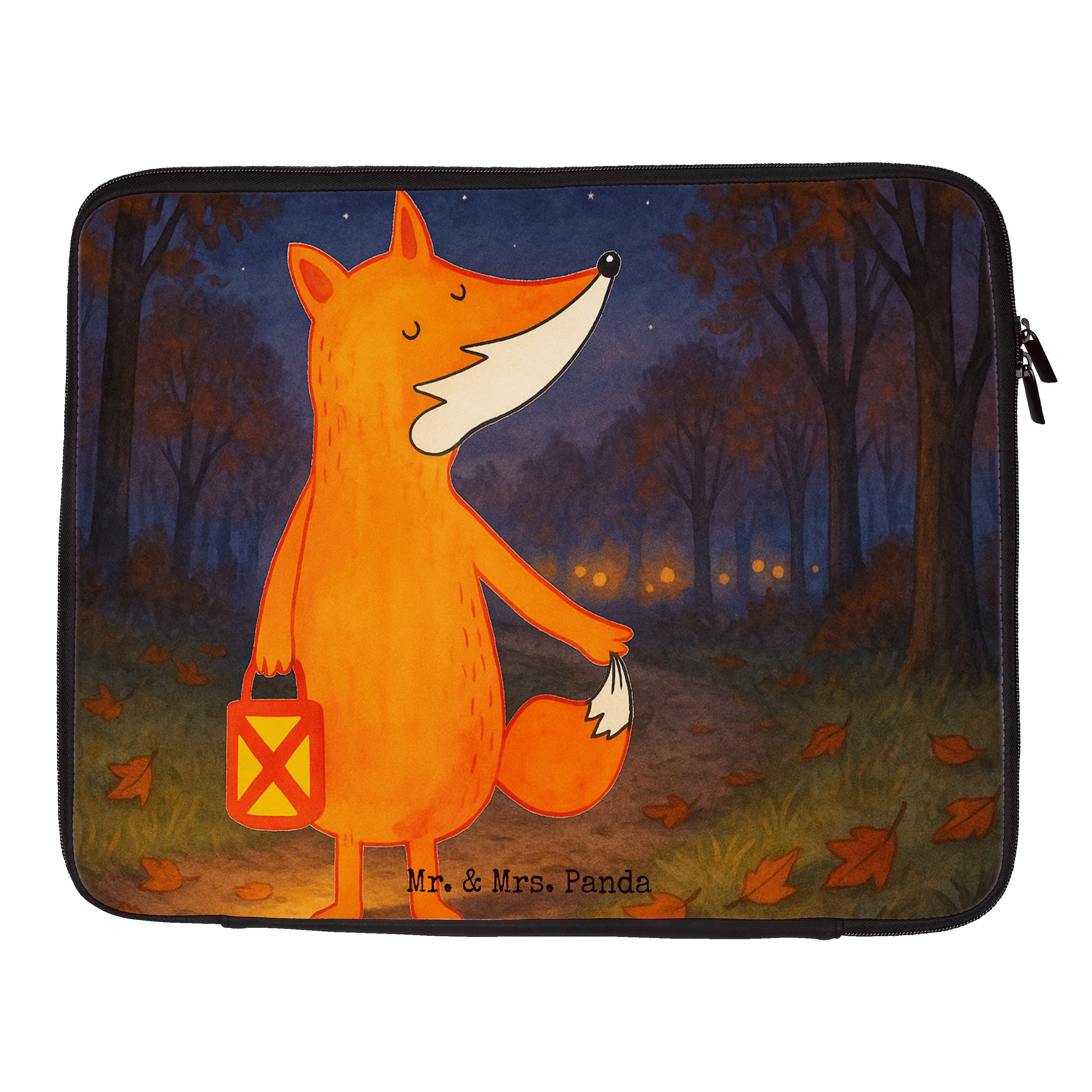 Mr. & Mrs. Panda Laptop-Hülle Fuchs Laterne Design, Laptop Tasche 13" 34 x 26,5 cm, Weiß, Laptoptas, Liebeskummer Spruch Notebook-Case Laptop Tasche