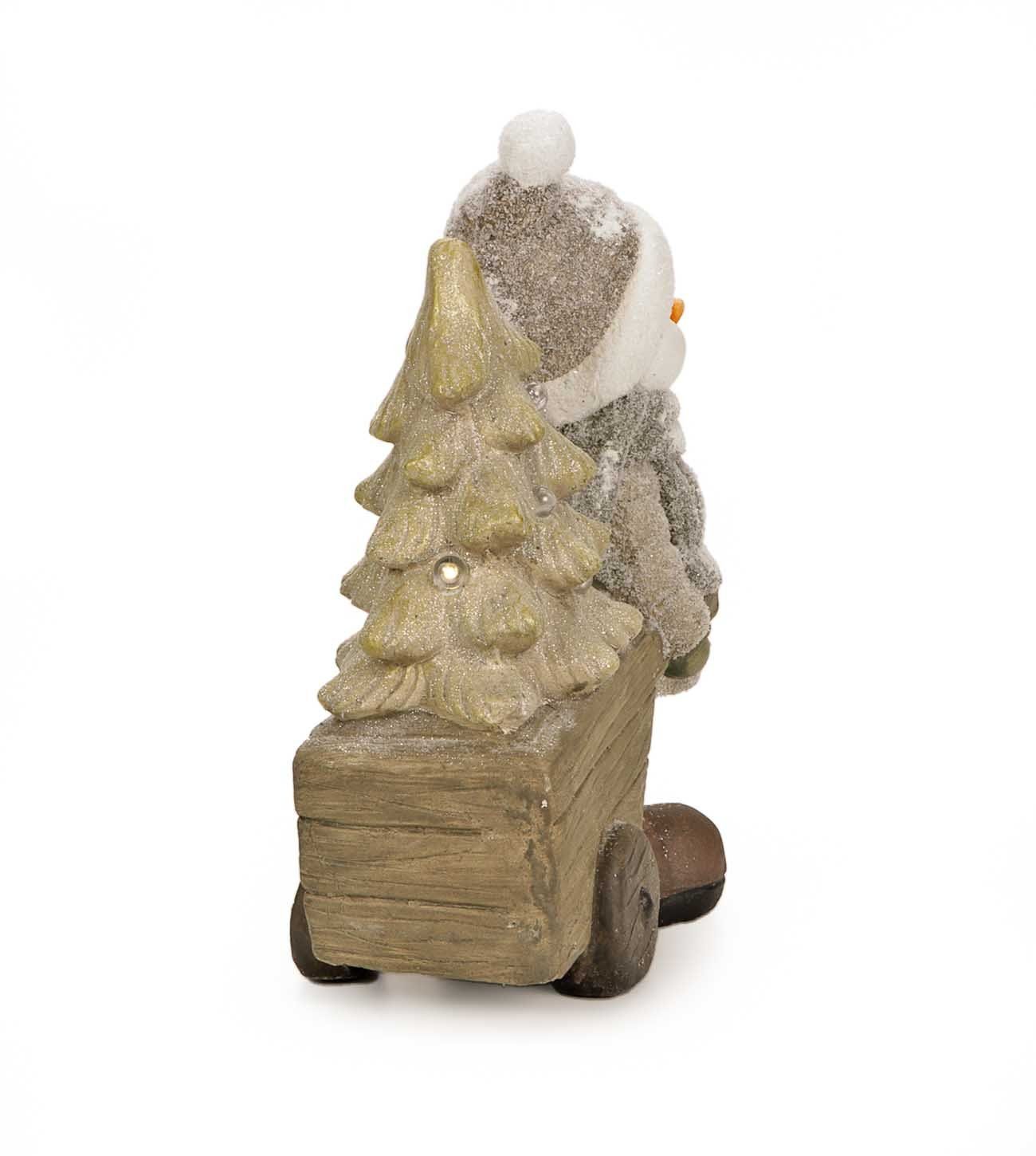 Bubble-Store Weihnachtsfigur mit Beleuchtung Handwagen), Schneemann weiß (Schneemann mit Weihnachtsfigur