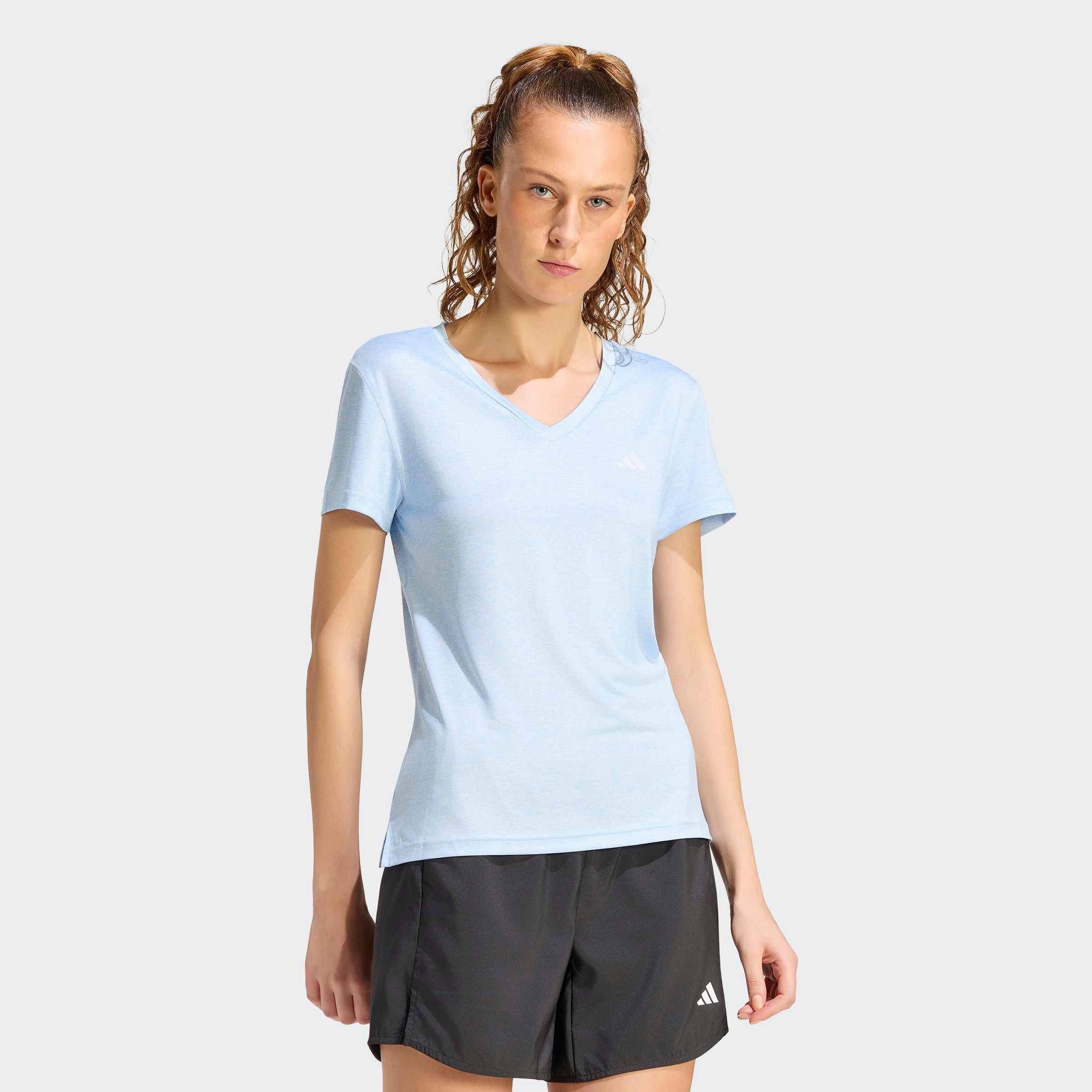 adidas Performance T-Shirt WORKOUT ESSENTIALS HEATHER MIT V-AUSSCHNITT mit V-Ausschnitt, aus Polyester