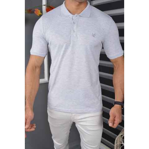 Megaman Jeans Poloshirt Poloshirt Herren Polohemd mit Kragen Kurzarm Premium T-Shirt Freizeit Slim Fit Basic Baumwolle