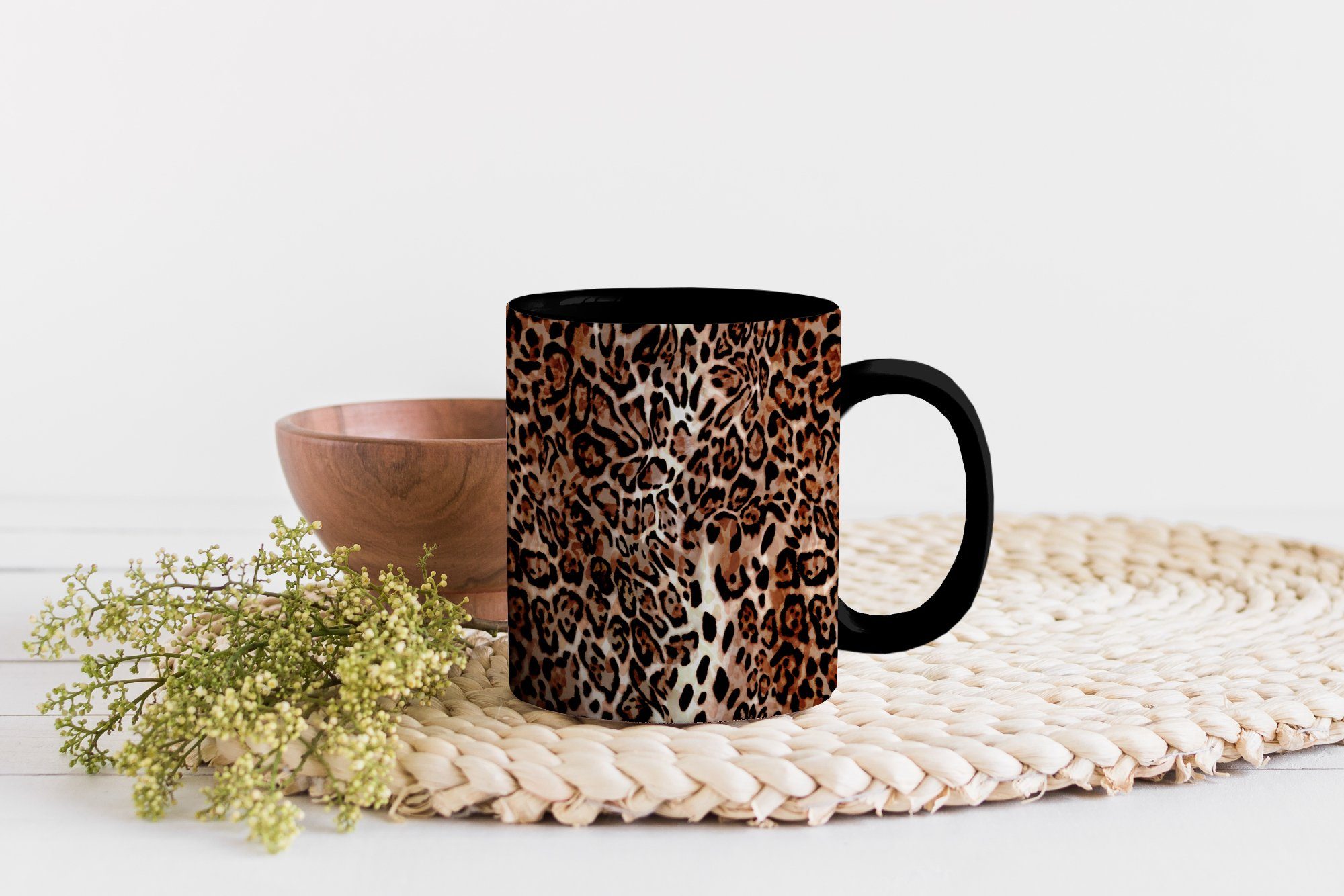 MuchoWow Luxus, - - Tiermuster Kaffeetassen, - Geschenk Keramik, Tasse Teetasse, Design Leopard Farbwechsel, Zaubertasse,