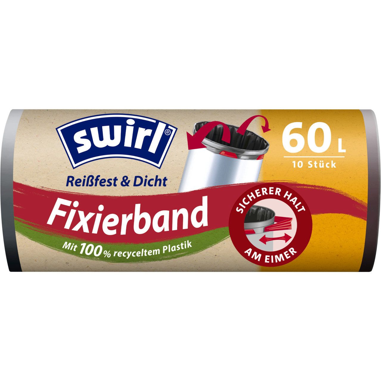 Swirl Müllbeutel Swirl® Fixierband-Müllbeutel 60 L Reißfest & Dicht