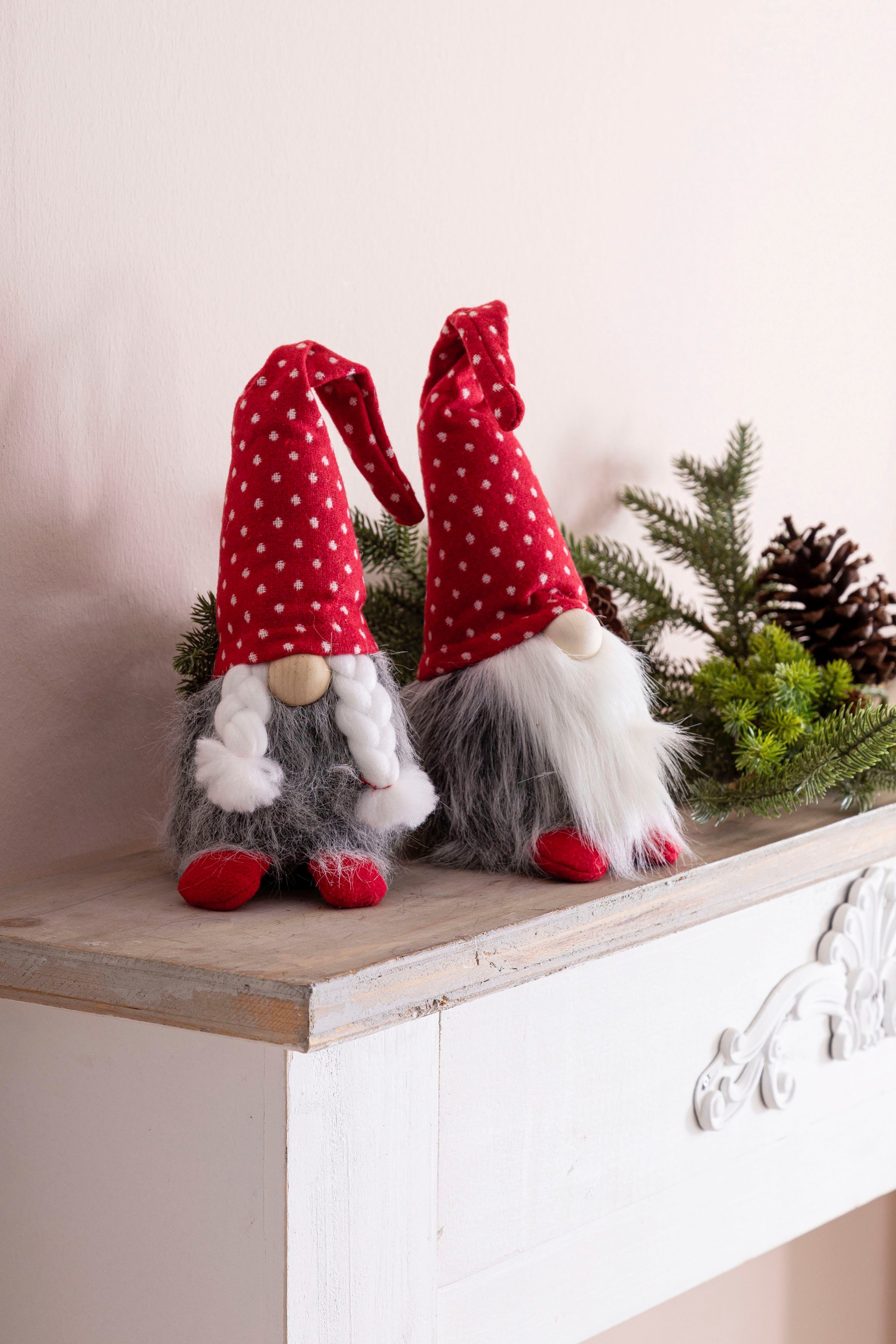 OTTO home Wichtel Weihnachtswichtel Mann & Frau (Set, 2 St., 1x Mann, 1x Frau), Dekofigur, Weihnachtsdeko, Höhe ca. 30 cm – Bild 3 von 5