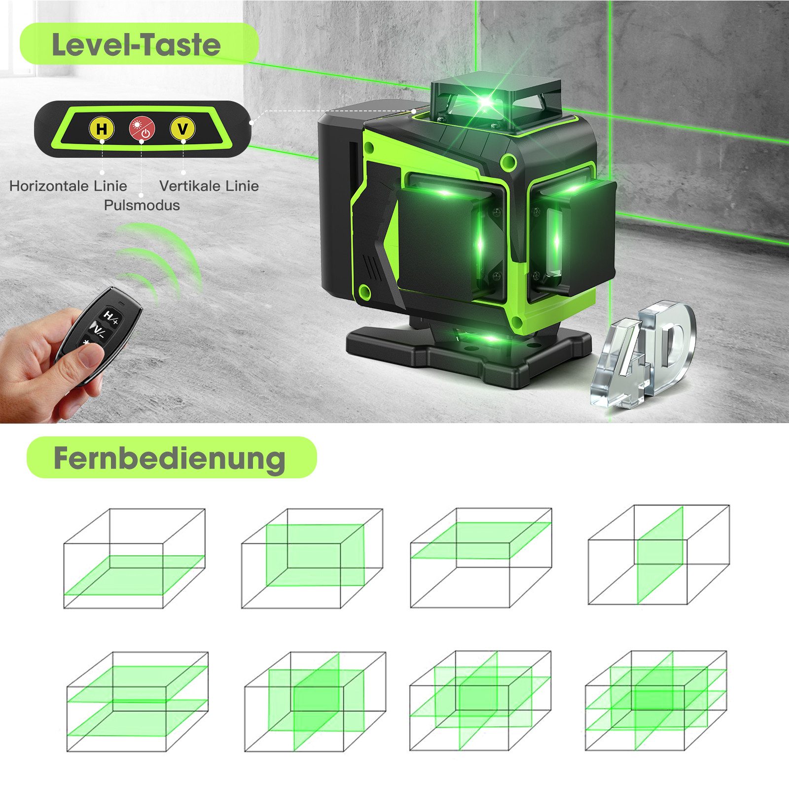 Nivzo Laserwasserwaage Kreuzlinienlaser 4D, 16 Linien, günstig online kaufen