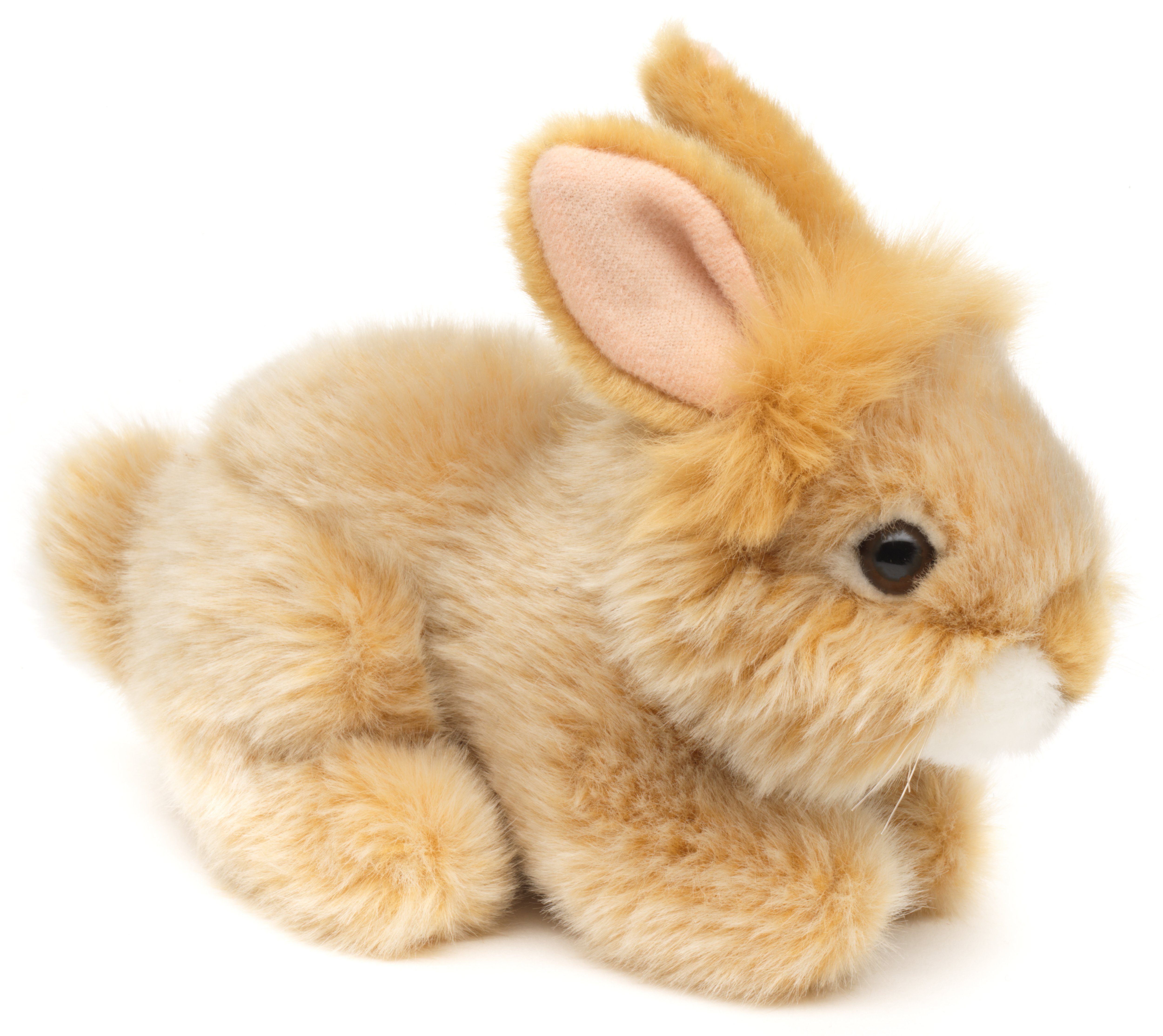 Uni-Toys Kuscheltier Angora-Kaninchen, 18 cm - versch. Modelle - Plüsch-Hase, Plüschtier, zu 100 % recyceltes Füllmaterial Beige (liegend)