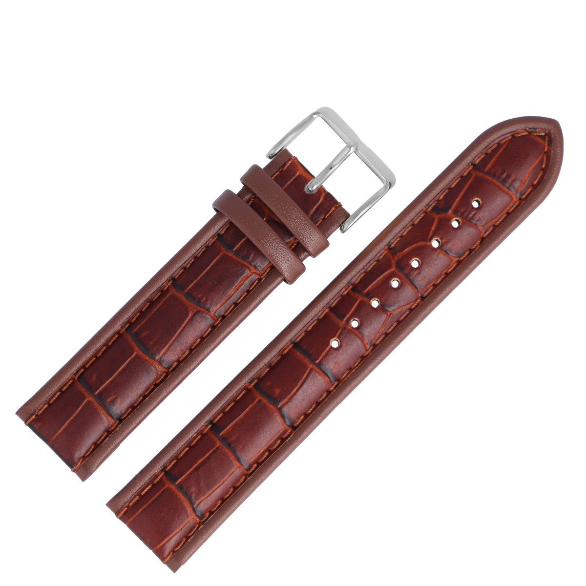 MARBURGER Uhrenarmband 22mm Leder Blau Silber Allig Produktbild-Vorschau 6