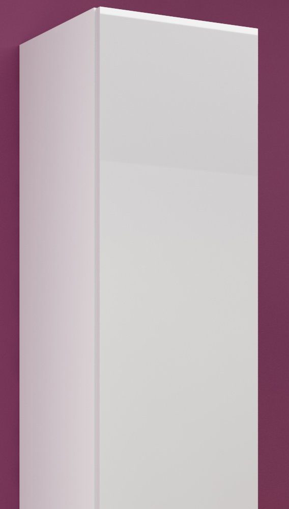2xHängeschrank, B, Push-to-Open, Design Wohnmöbel, Stylefy mit Wohnwand Wohnzimmer-Set), und Vago bestehend Hochglanzfronten, IV (3-St), aus (Set Weiß/Schwarz 1xLowboard Modern