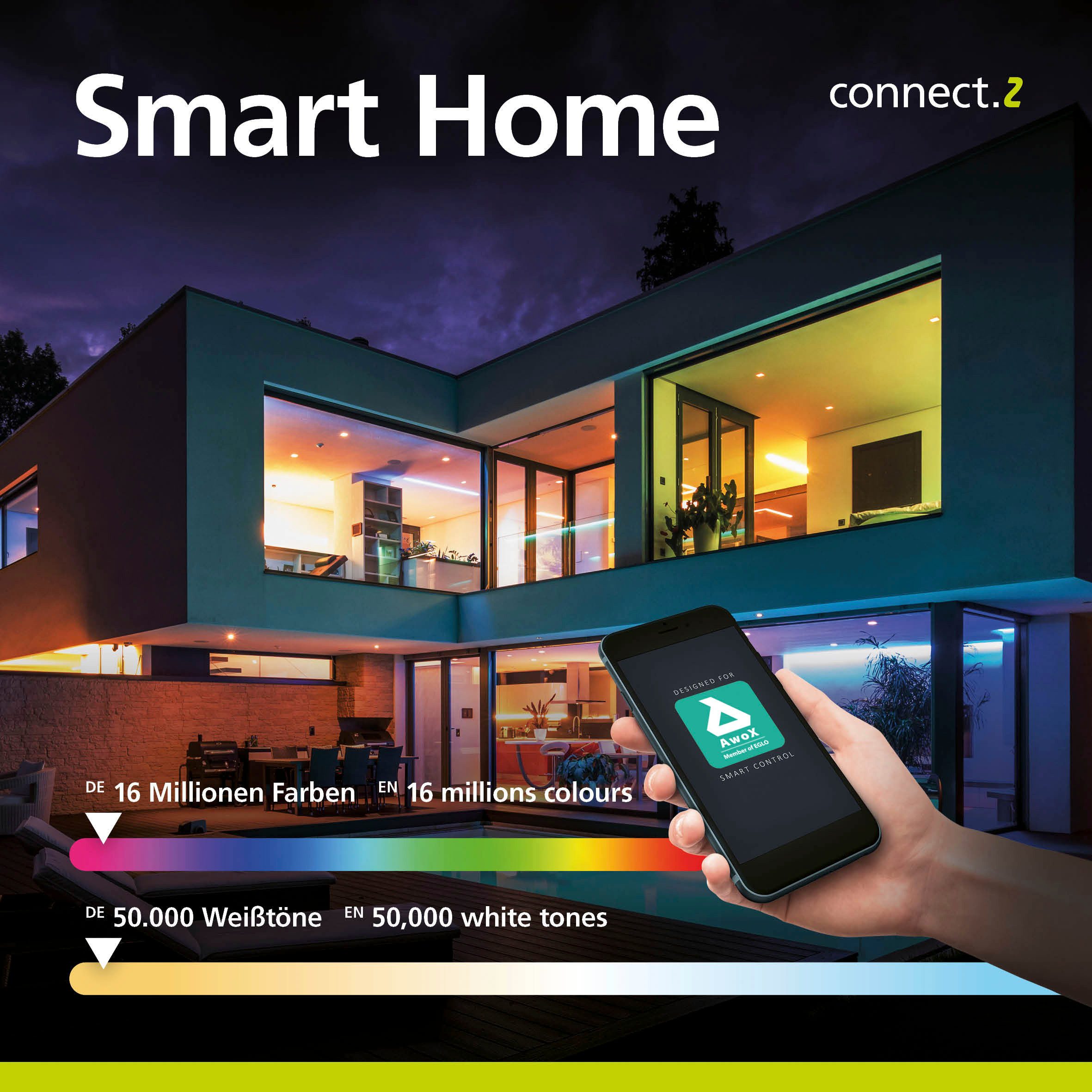 EGLO Kugelleuchte MONTEROLO-Z, Zigbee 3.0, Gartenlampe, Bluetooth, Dimmfunktion, Ein-/Ausschalter, Farbsteuerung, Farbwechsel, Memoryfunktion, Nachtlichtfunktion, RGB, Smart Home, Weckerfunktion, mehrere Helligkeitsstufen, Leuchtmittel wechselbar, Farbwechsler, Kugelleuchte in weiß aus Kunststoff - inkl. E27 - 1X9W