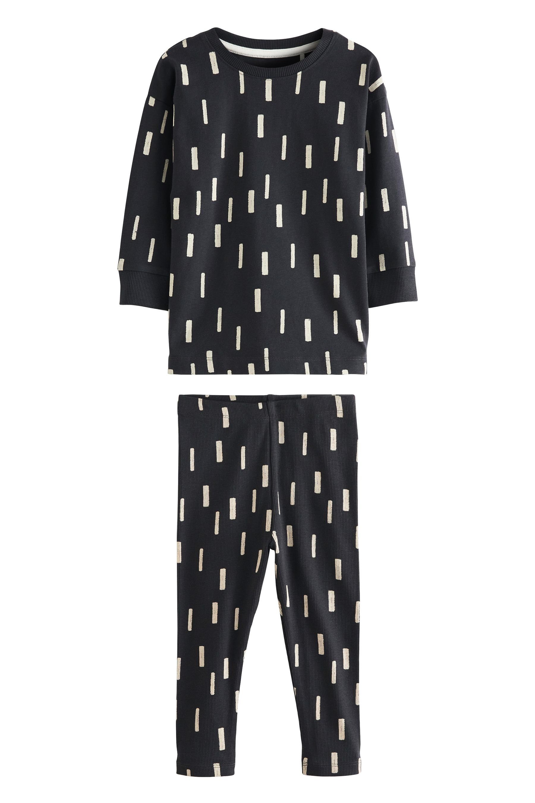 Next Pyjama Gerippter tlg) Print Blue/Neutral Mini Leggings-Pyjama, (6 Snuggle 3er-Pack