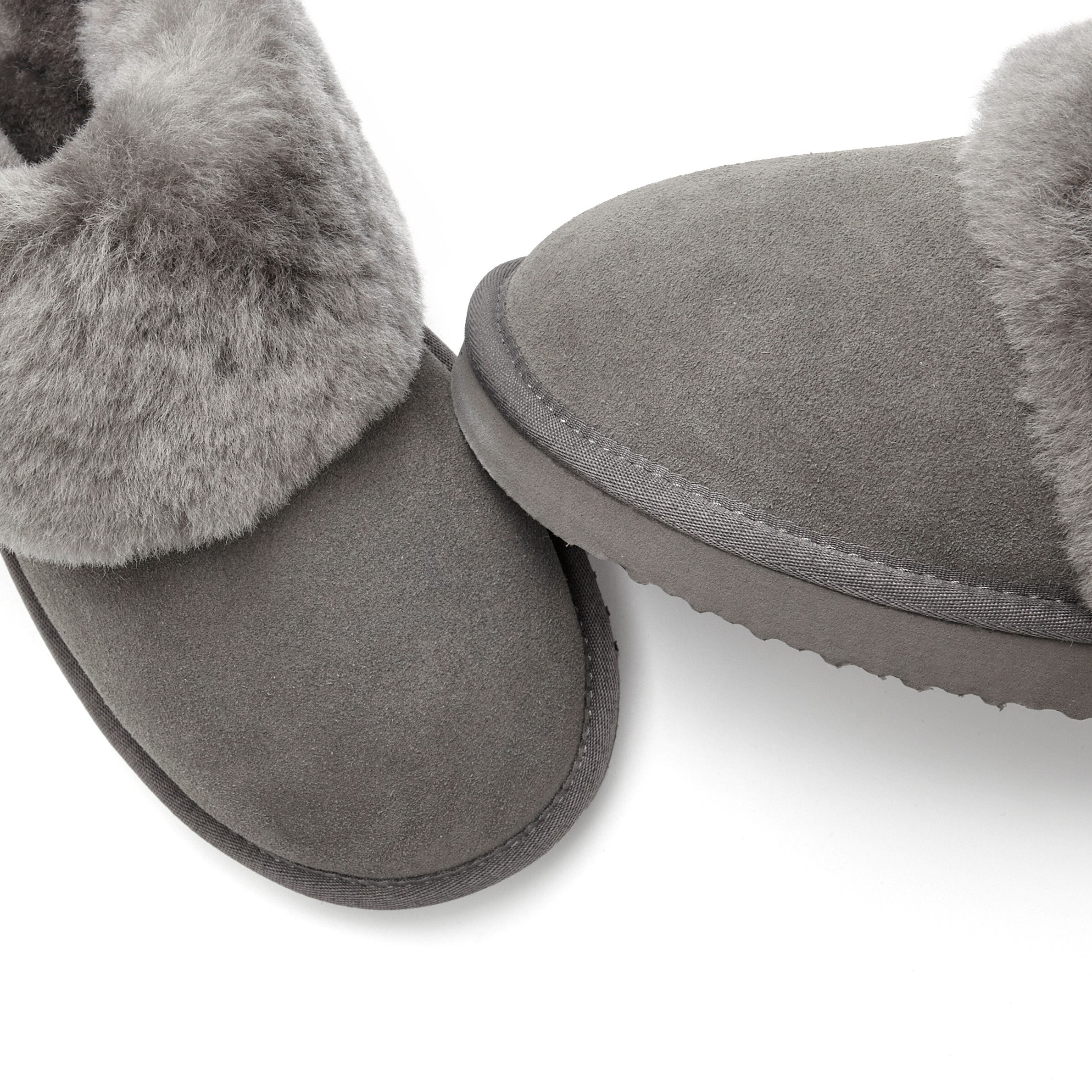 Vivance Dreams by Lascana Pantoffeln, Clogs, Schlappen, Hausschuh, Pantolette mit kuscheligem Lammfell aus Leder