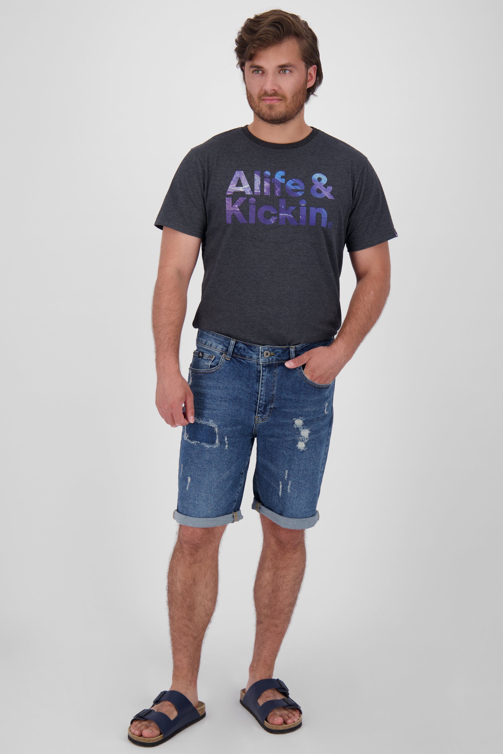 Alife & washed dark denim Herren MorganAK DNM Shorts Kickin Shorts kurze Hose A Jeansshorts