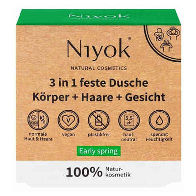 Niyok Feste Duschseife 3in1 feste Dusche Körper+Haare+Gesicht - Early spring 80g
