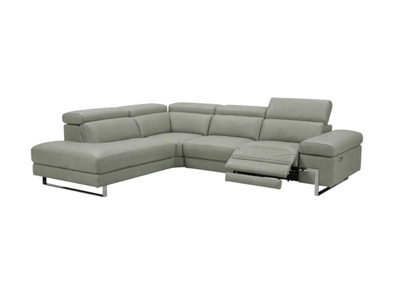 Villa Möbel Ecksofa Opera, L-Form 1 Teile, Echtleder-Ecksofa Kopfteilverstellung - Relaxfunktion fürs Wohnzimmer
