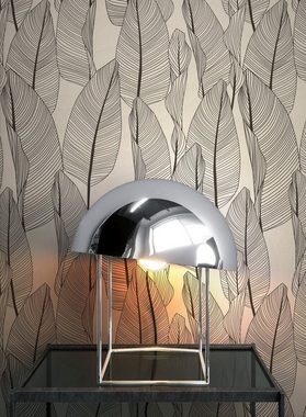 Newroom Vliestapete, Beige Tapete Tropisch Blätter - Dschungeltapete Grafisch Taupe Schwarz Floral Modern Dschungel für Wohnzimmer Schlafzimmer Küche