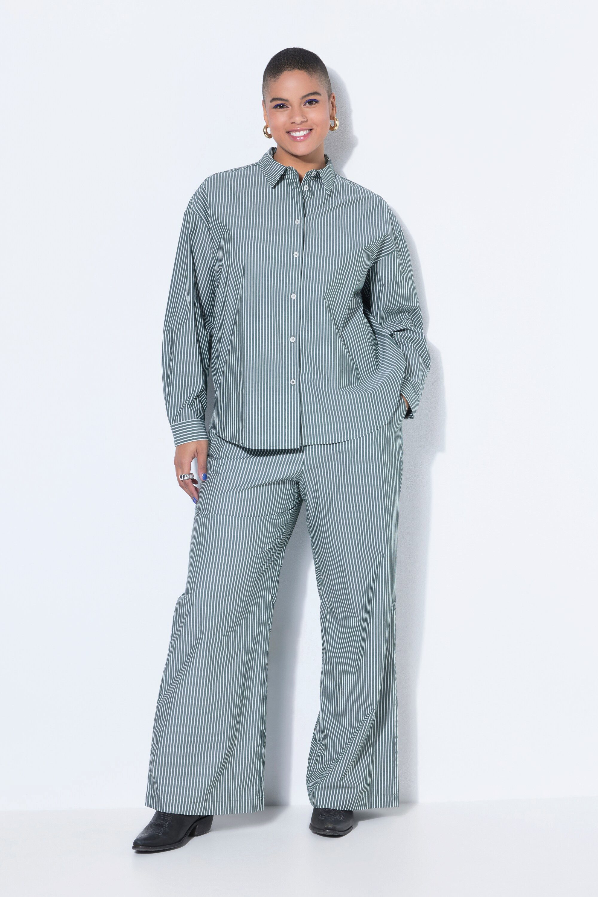 Studio Untold Hemdbluse Streifenhemd Oversize Shape Patch