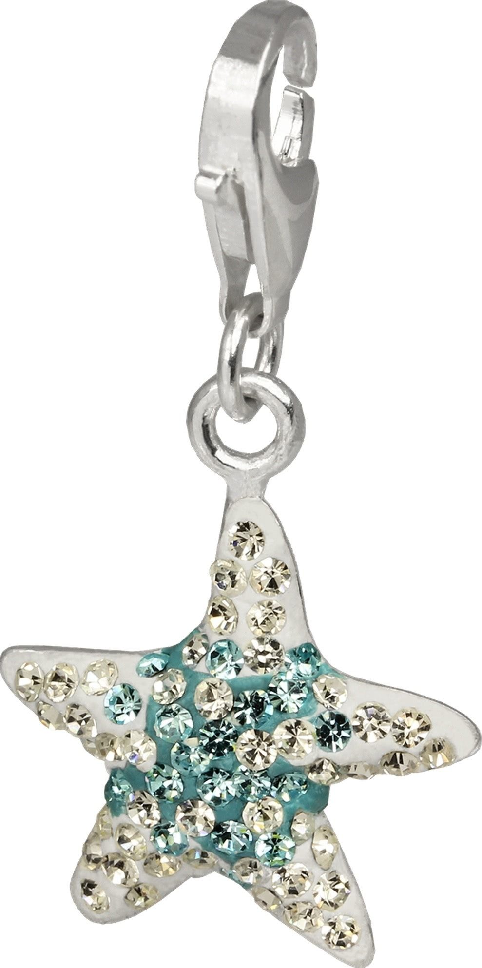 SilberDream Charm-Einhänger SilberDream Charm Seestern, Charmsanhänger Seestern, 925 Sterling Silber, Farbe: weiß, hellblau