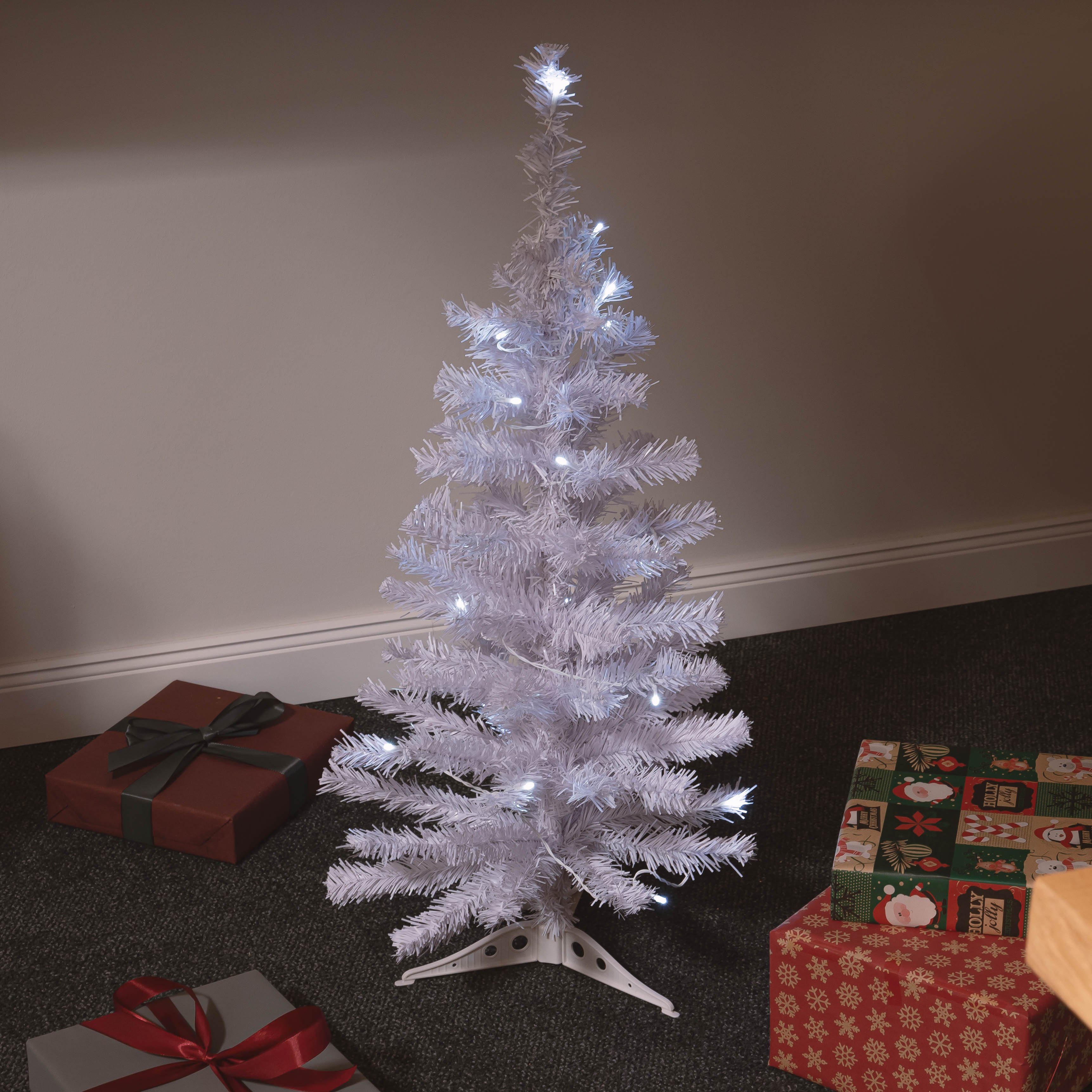 hoch, Weihnachtsbaum Künstlicher Tannenbaum cm 90 20 ca. PVC Lichter, mit BONETTI Weihnachtsbaum Künstlicher weißer kalt-weiße Lichterkette,