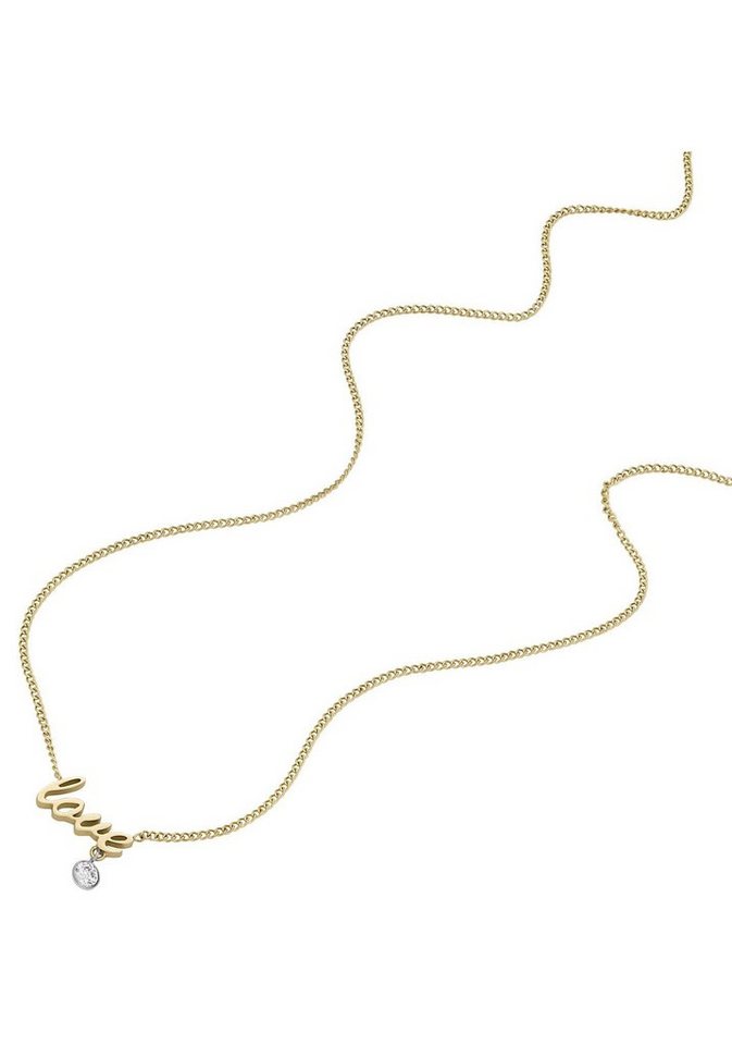 Fossil Kette mit Anhänger Schriftzug lo... Fossil Kette mit Anhänger Schriftzug lo...