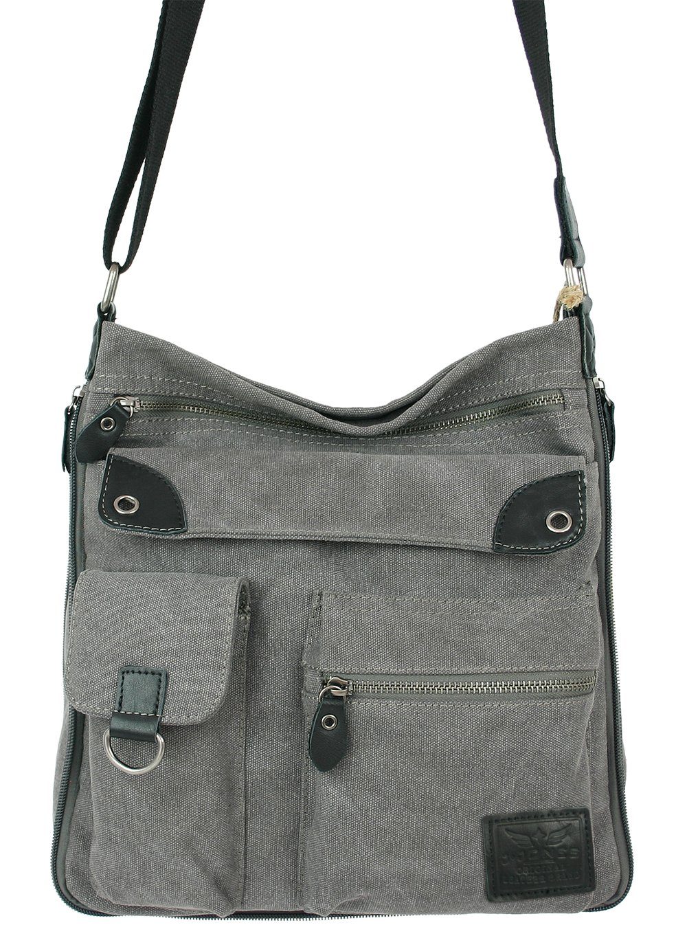 J JONES JENNIFER JONES Schultertasche Große Damen Umhängetasche aus Canvas, Vintage Look, viele Fächer