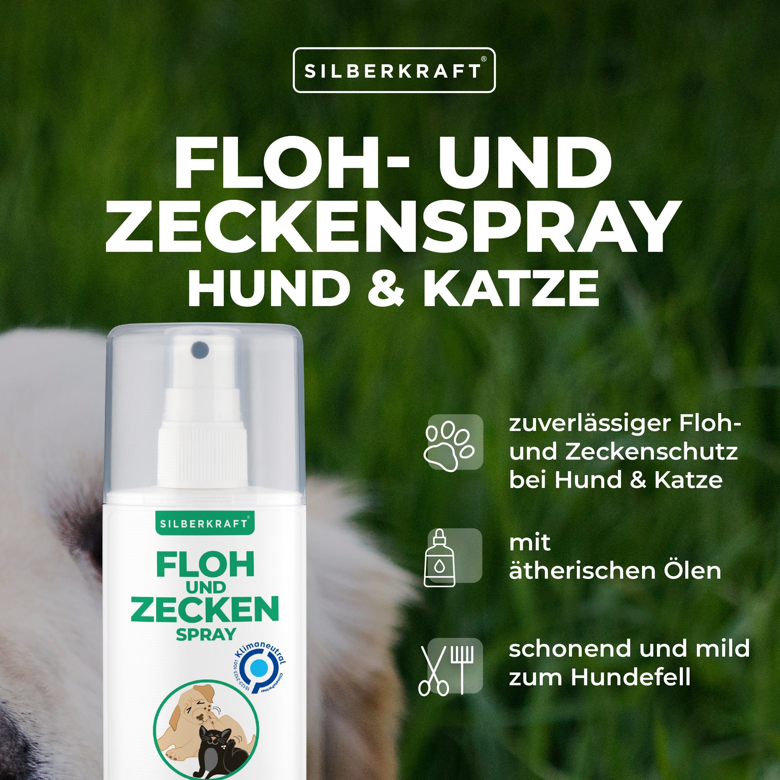Insektenspray Hunde & Zeckenspray und 100 Silberkraft 1-St. Floh- ml, Katzen, für