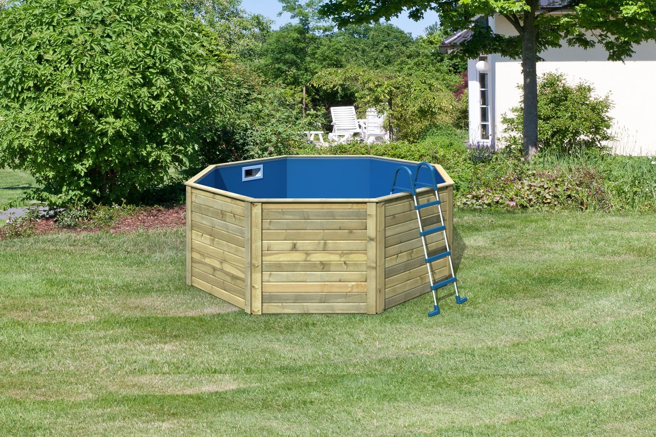 Karibu Achteckpool Massivholzpool kdi Schwimmbecken Gartenpool, Massivholz, witterungsbeständig, wetterfest