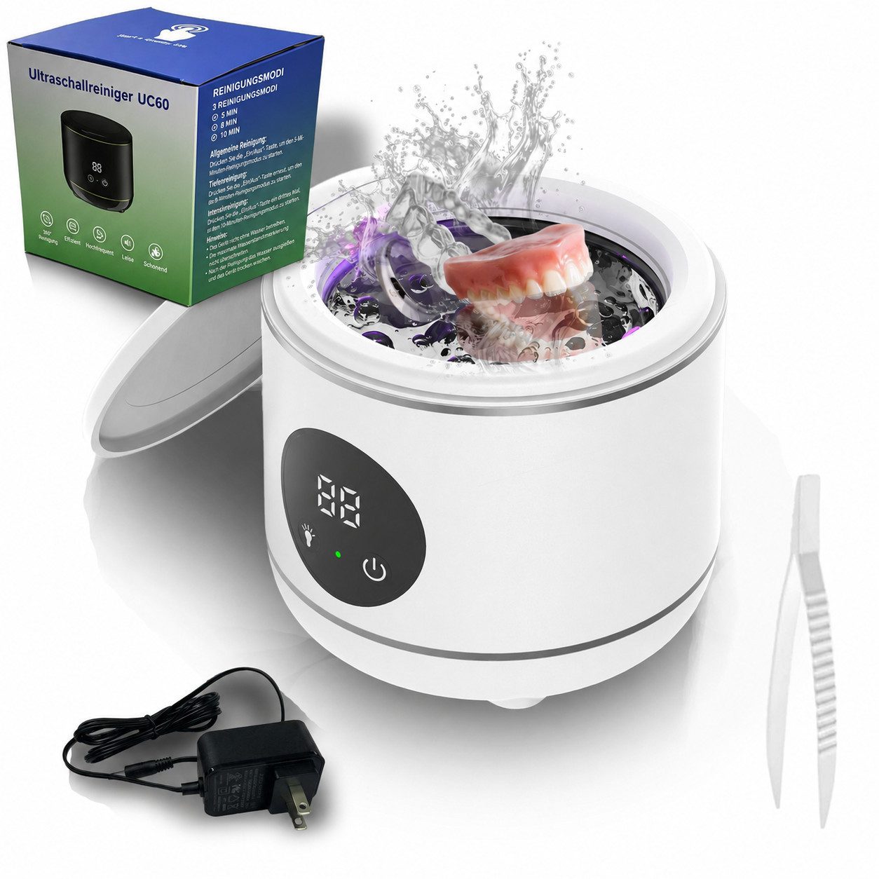 Tekoo Ultraschallreiniger 45kHz für Zahnspangen & Schmuck 230ml