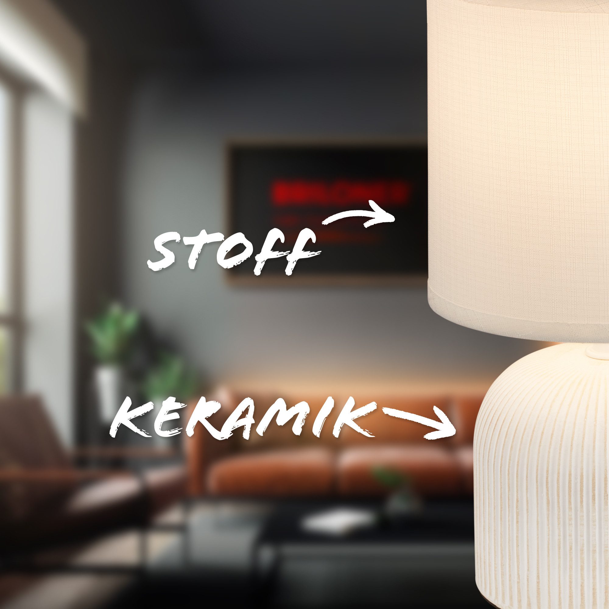 Briloner Leuchten Tischleuchte LED Tischlampe Wohnzimmer Keramik Kommodenlampe E14, ohne Leuchtmittel, Tischlampe max. 10W Schlafzimmer Wohnzimmer Nachttisch