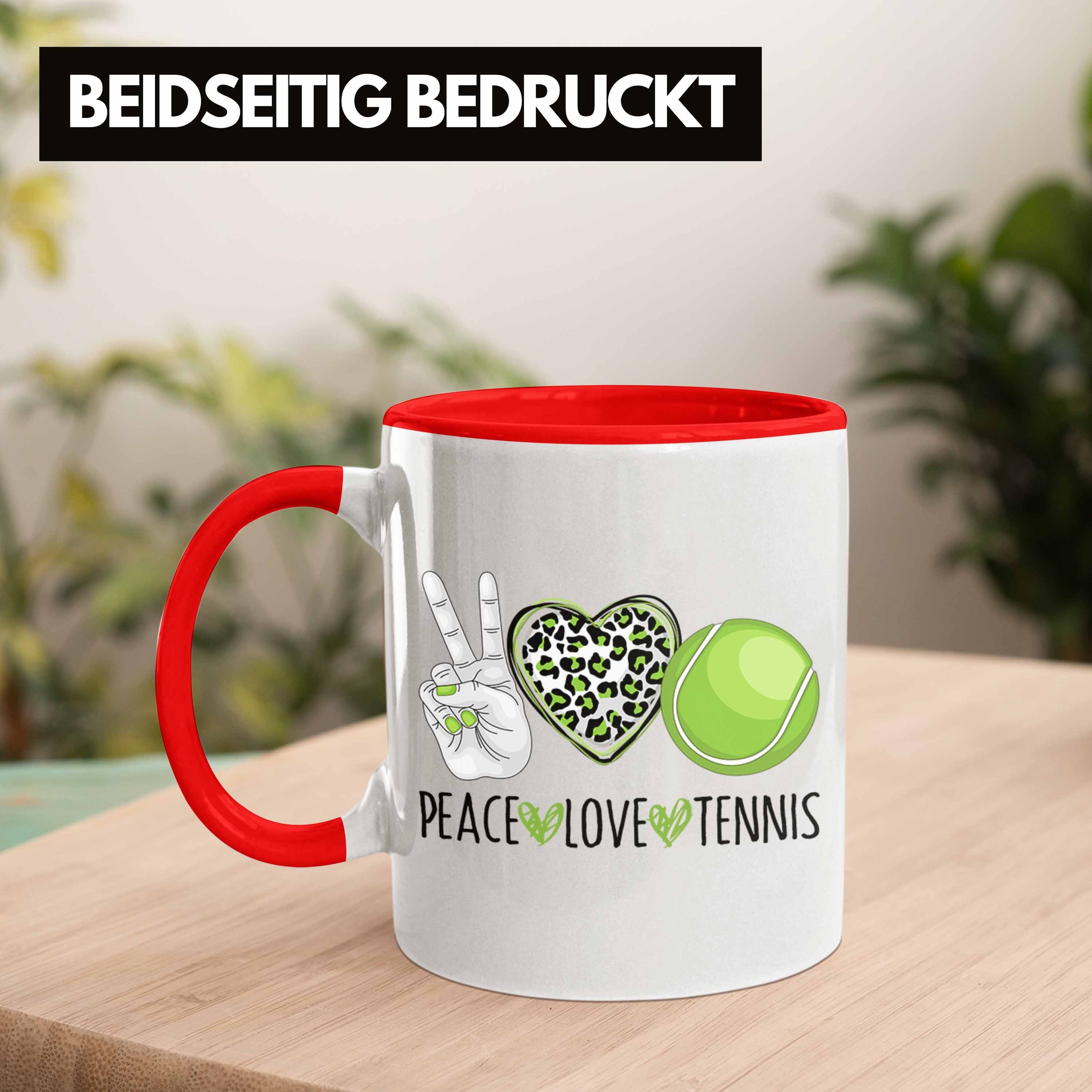 Coach Tennis "Peace Tasse Rot für Geschenk Tasse Trendation Lustige Tennis-Spieler Trainer
