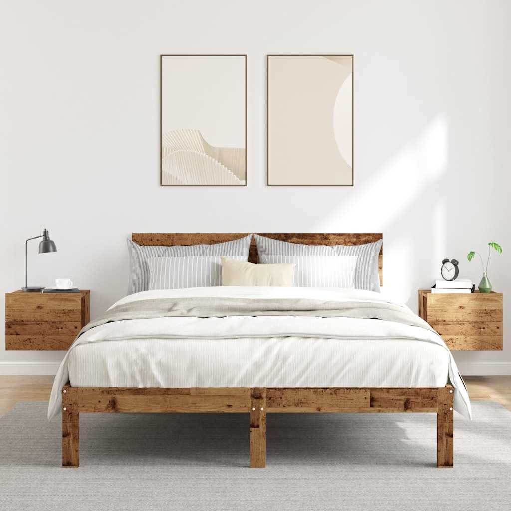 vidaXL Nachttisch NA Wand-Nachttische2er Set Altholz-Optik 40x32x30 cm