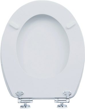 CORNAT WC-Sitz Look manhattangrau - Hochwertiger Holzkern - Absenkautomatik, Schnellbefestigung - Komfortables Sitzgefühl / Toilettensitz