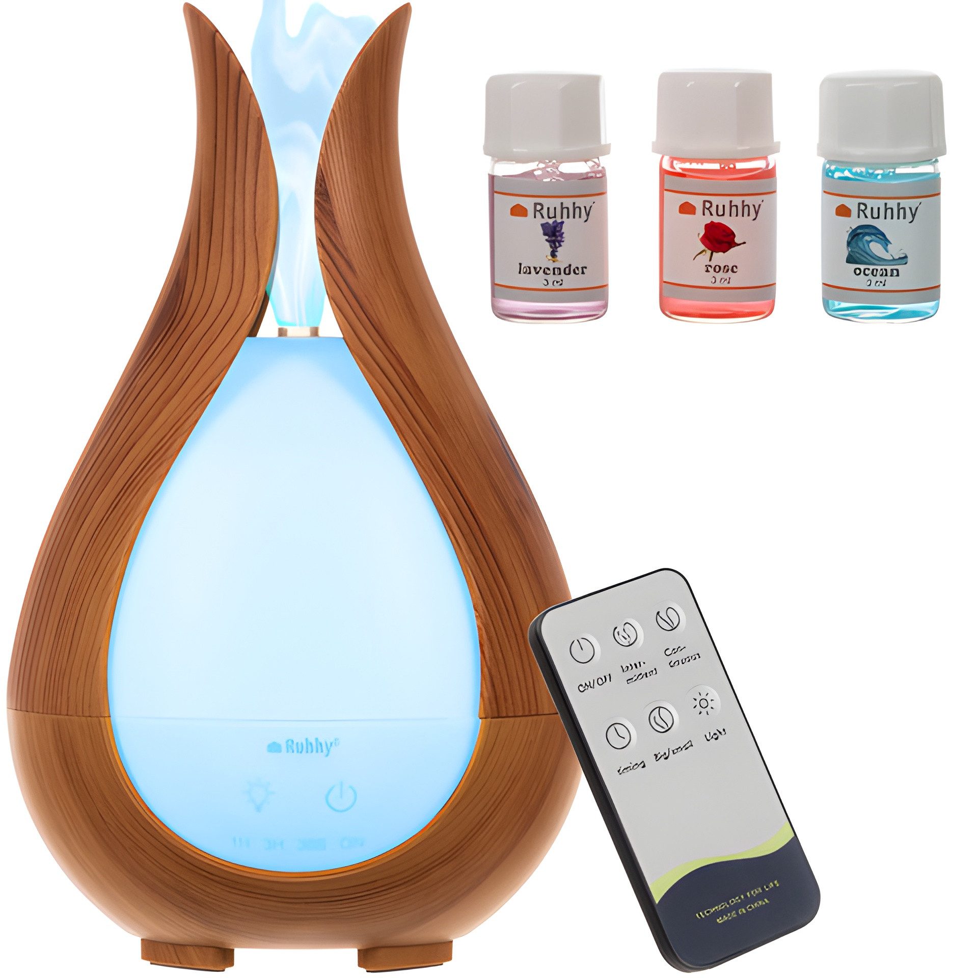 Ruhhy Luftbefeuchter Aromadiffusor mit LED Farbwechsel, 0,2 l Wassertank, mit Fernbedienung, leiser Betrieb