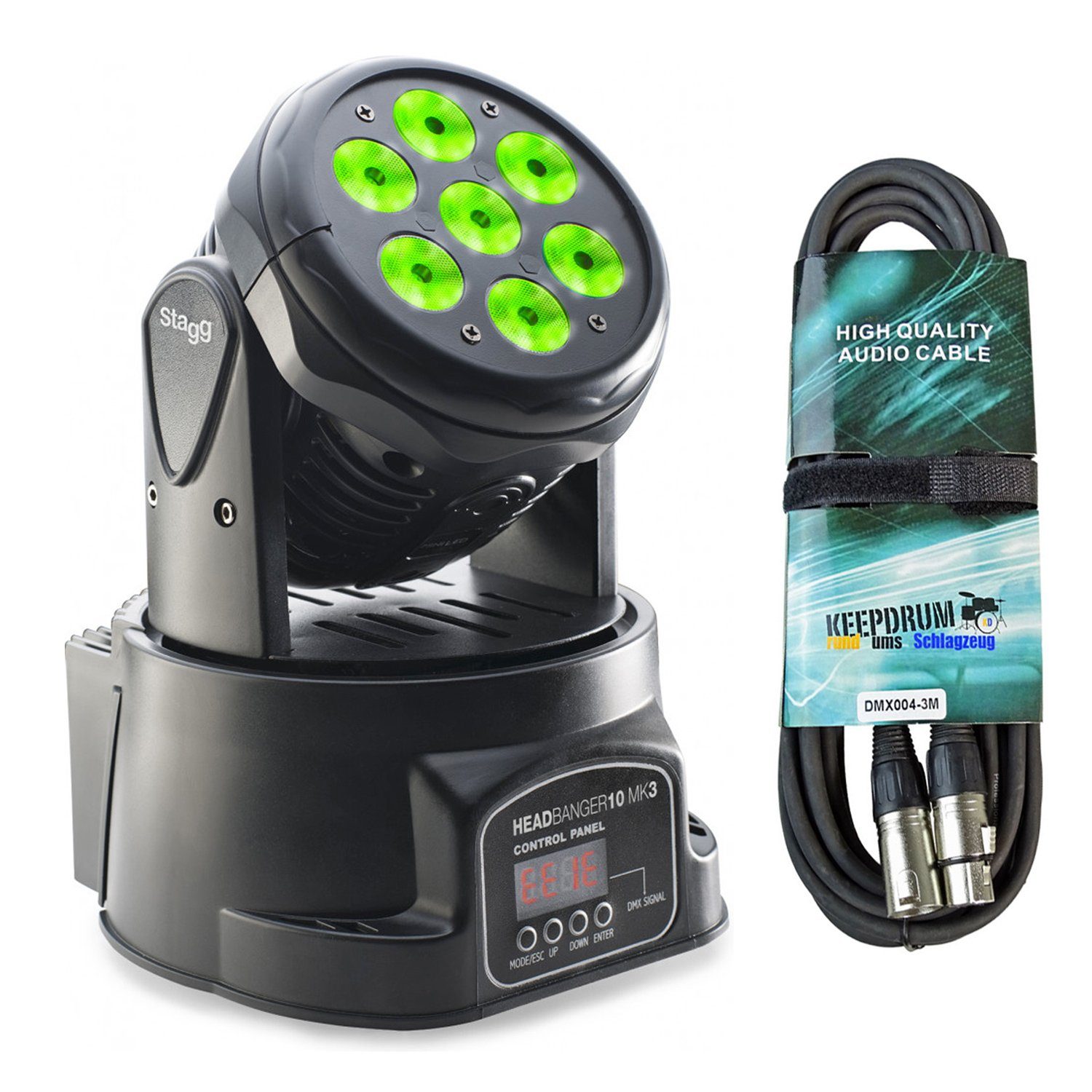 LED Discolicht Stagg Head Banger 10 LED Moving-Head mit DMX-Kabel