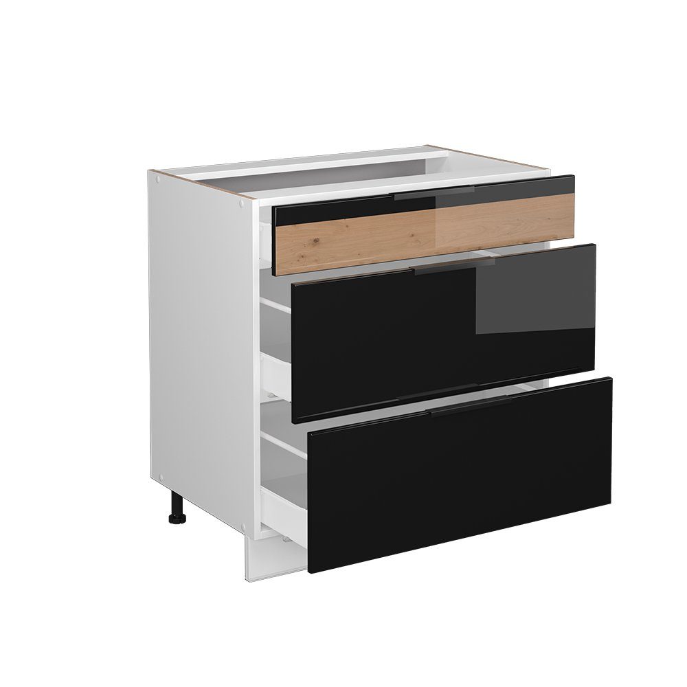 Vicco Midischrank Fame-Line Schwarz-Eiche HG/Weiß 80x82 günstig online kaufen