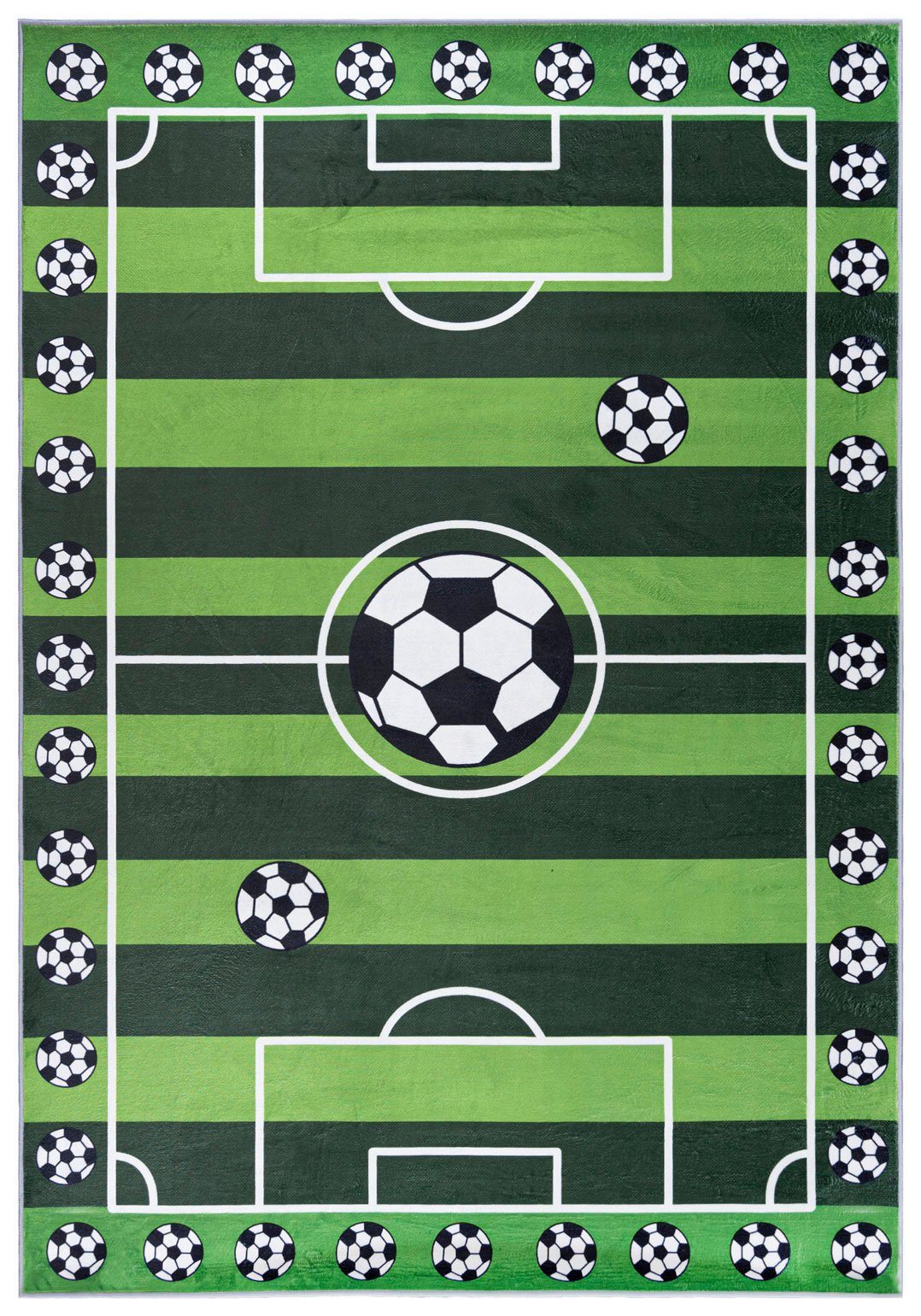 Mazovia Kinderteppich Kinderteppich Spiel Fußballteppich Teppich Kinderzimmerteppich Grün, 80 x 150 cm, Fußbodenheizung, Allergiker geeignet, Rutschfest
