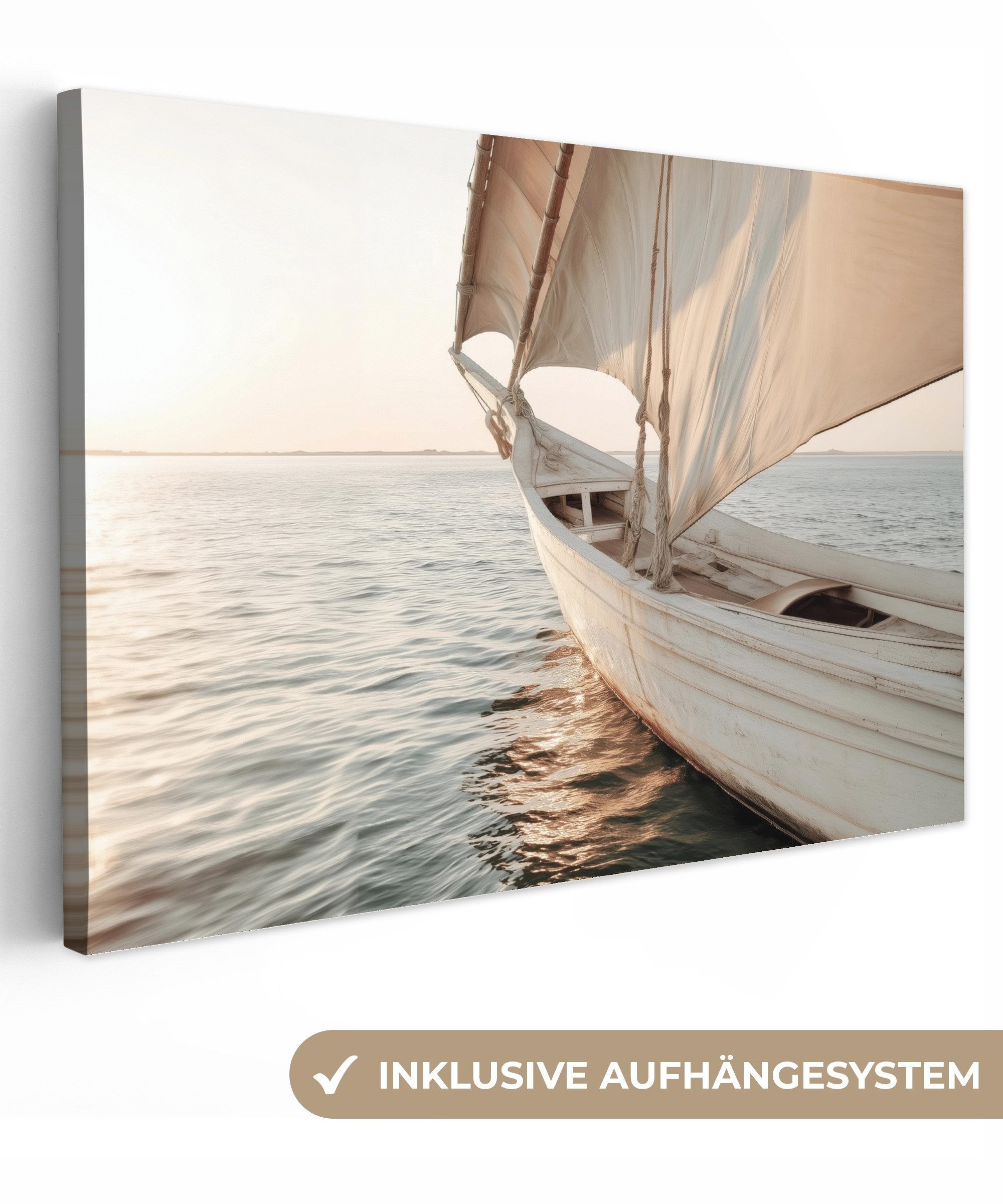 OneMillionCanvasses® Leinwandbild Segelboot - Meer - Beige - Sonne, Fotodru günstig online kaufen
