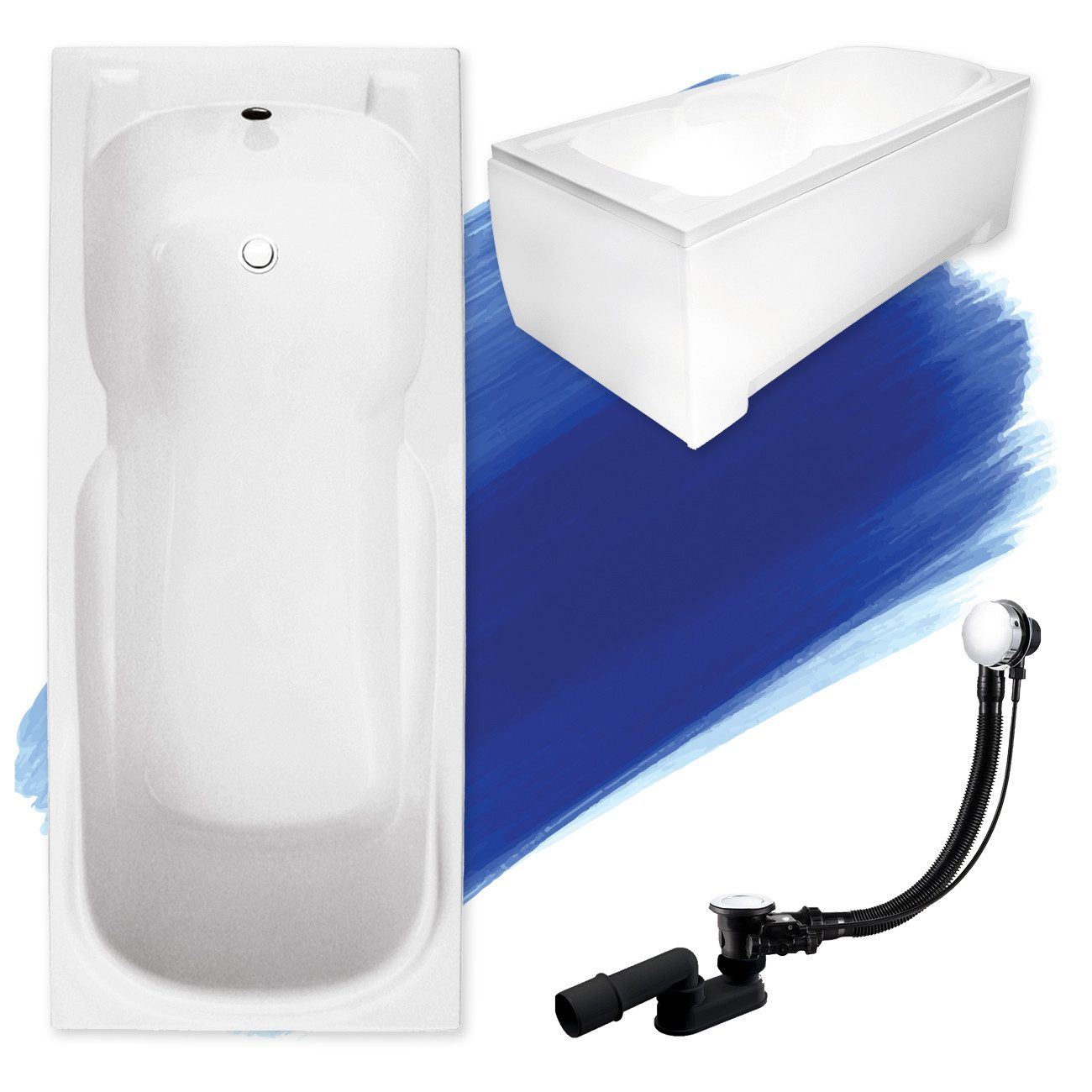 KOLMAN Badewanne Rechteck Majka 160x70, Ablaufgarnitur günstig online kaufen