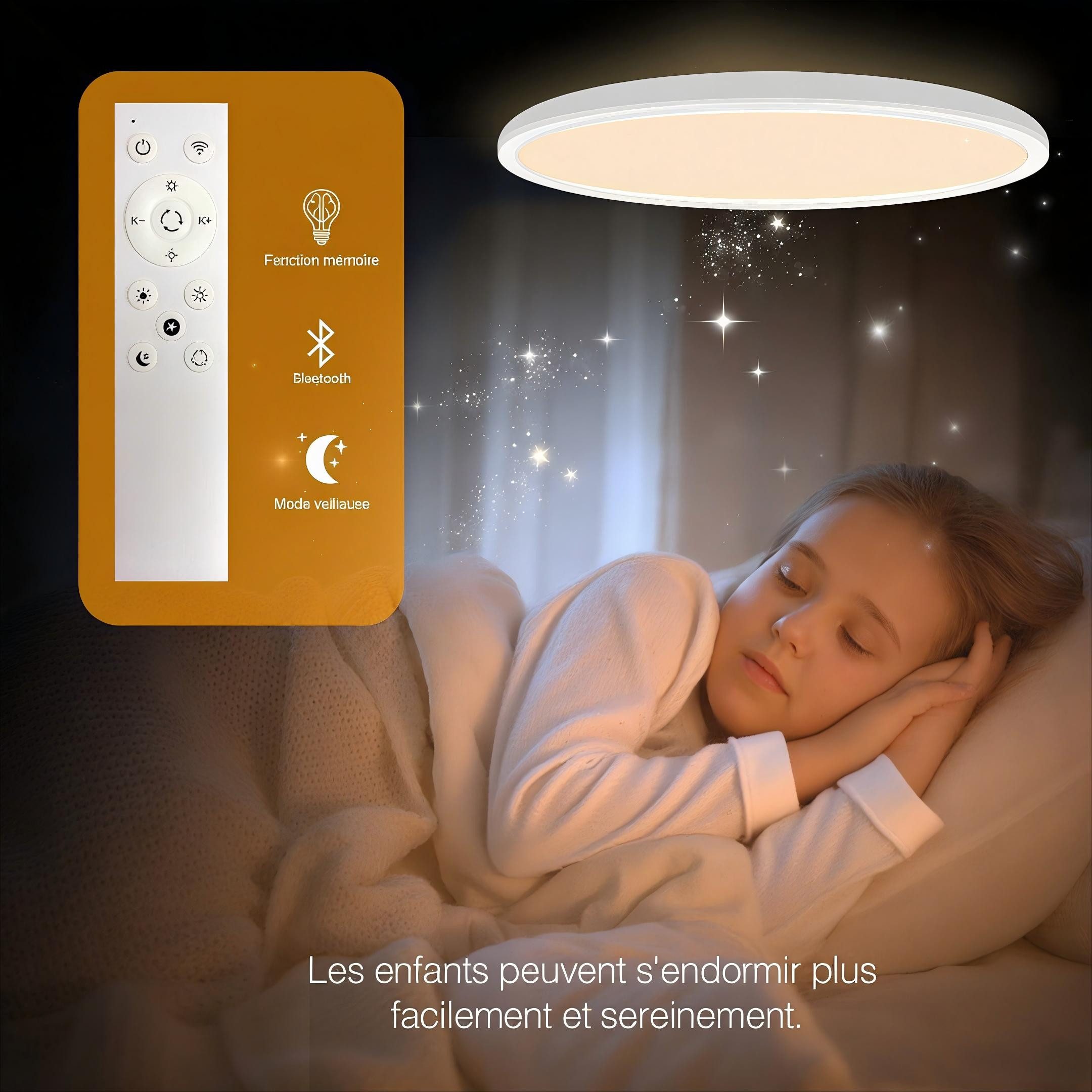 Ophy LED Deckenleuchte 24W LED Badezimmer-Deckenleuchte – RGB Farbwechsel, dimmbar 3000-6500K, 3200 lm, Fernbedienung (Deckenbeleuchtung) – Bild 5 von 5
