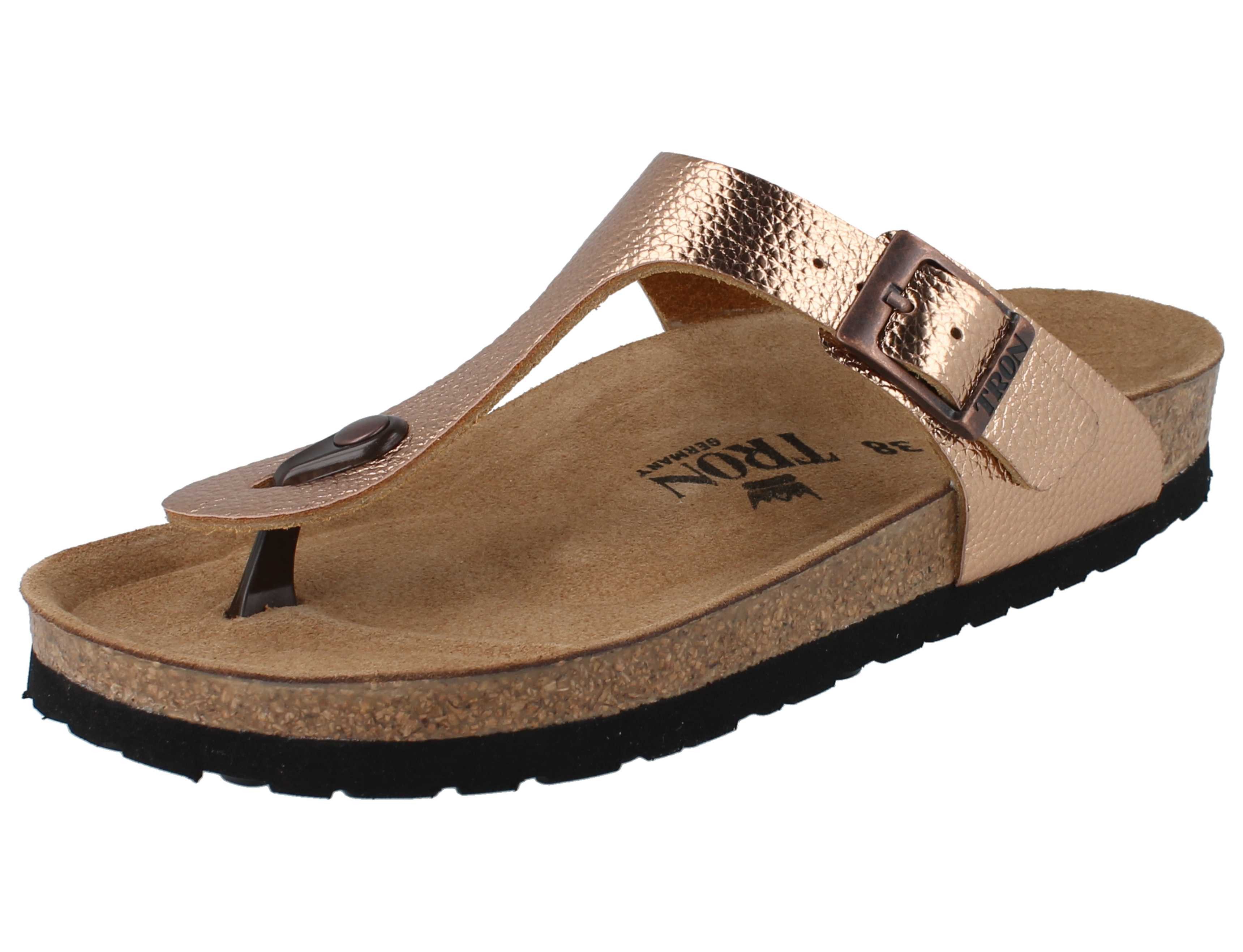 Tron TRON Gigaro normal Damen Tieffußbett Pantolette metallic kupfer Zehentrenner