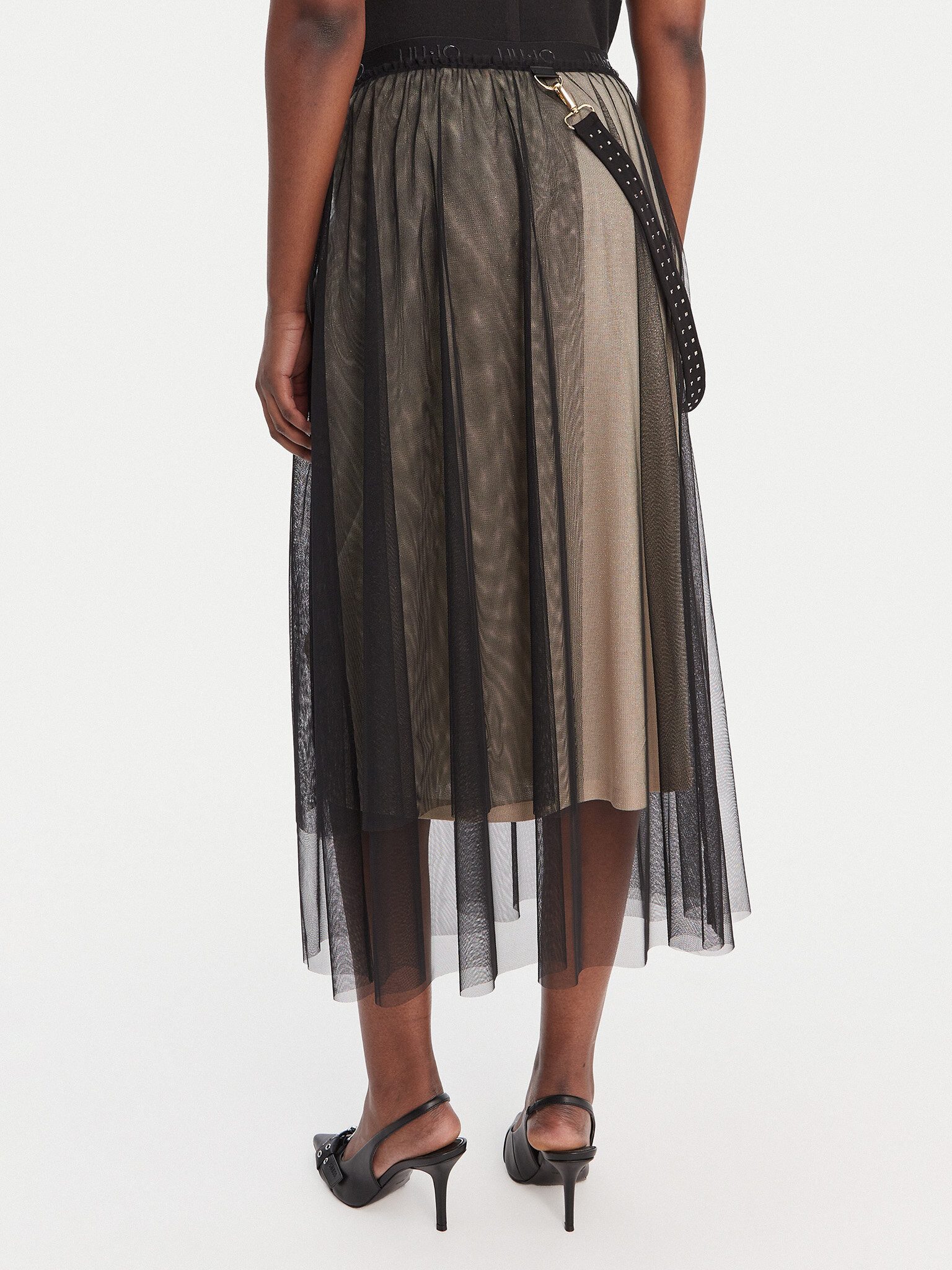 Liu Jo Midirock - Damen Tüllrock - mit Gummibund - transparenter Midirock - eleganter