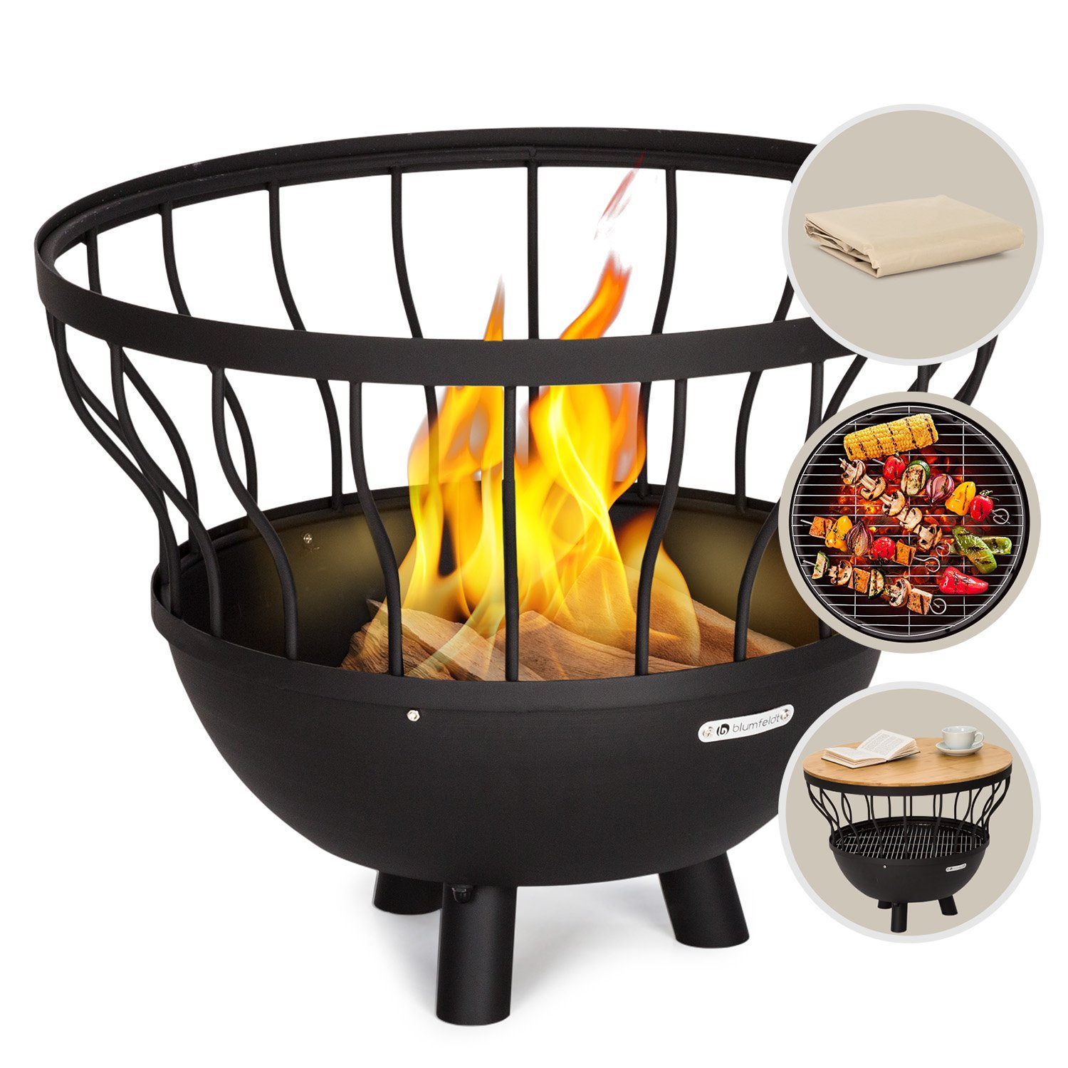 blumfeldt Feuerschale Nantai, (Set), Garten mit Grill Feuerkorb Feuerstelle Outdoor