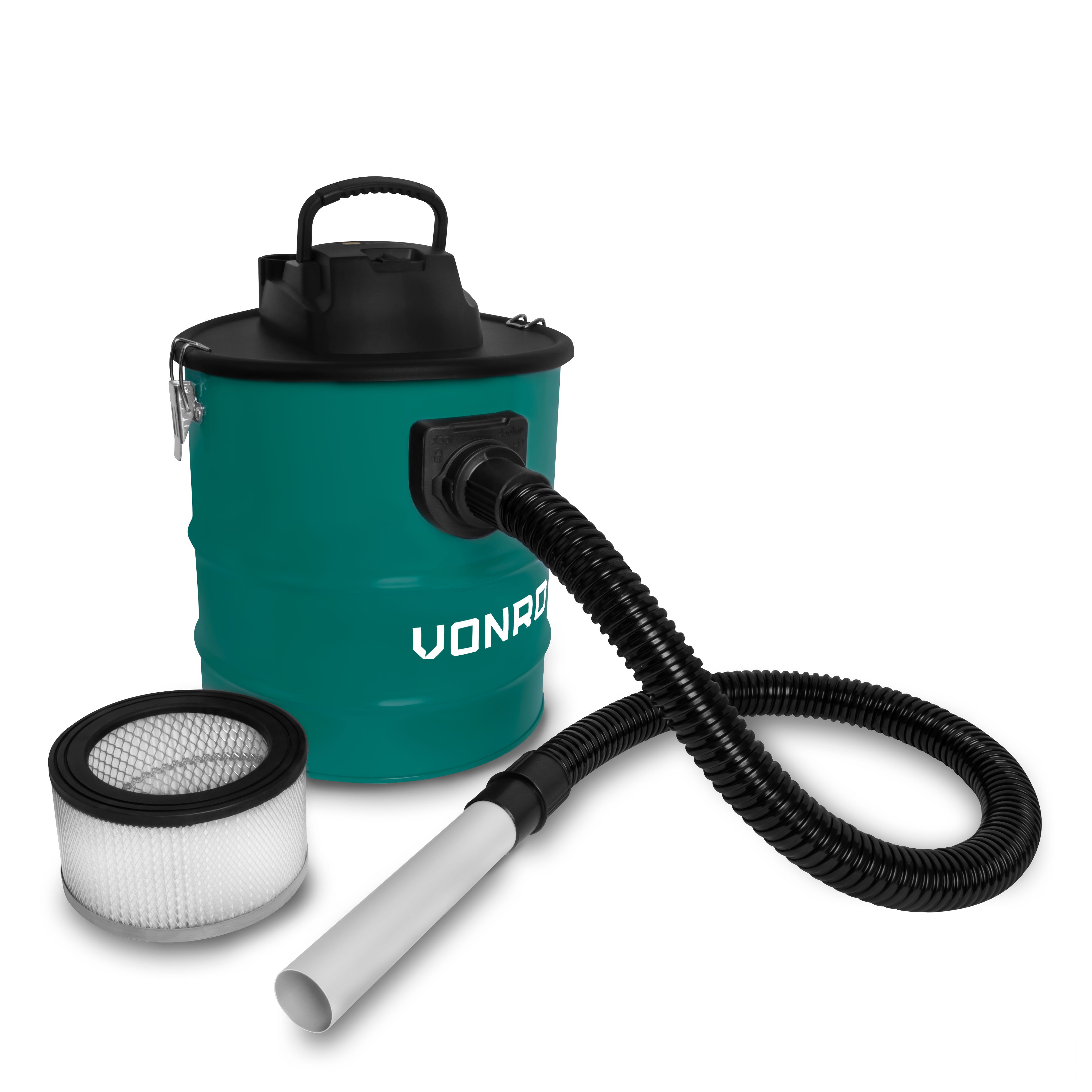 VONROC Aschesauger 1600w mit 20L Behählter und 3m Netzkabel, 1600 W, beutellos