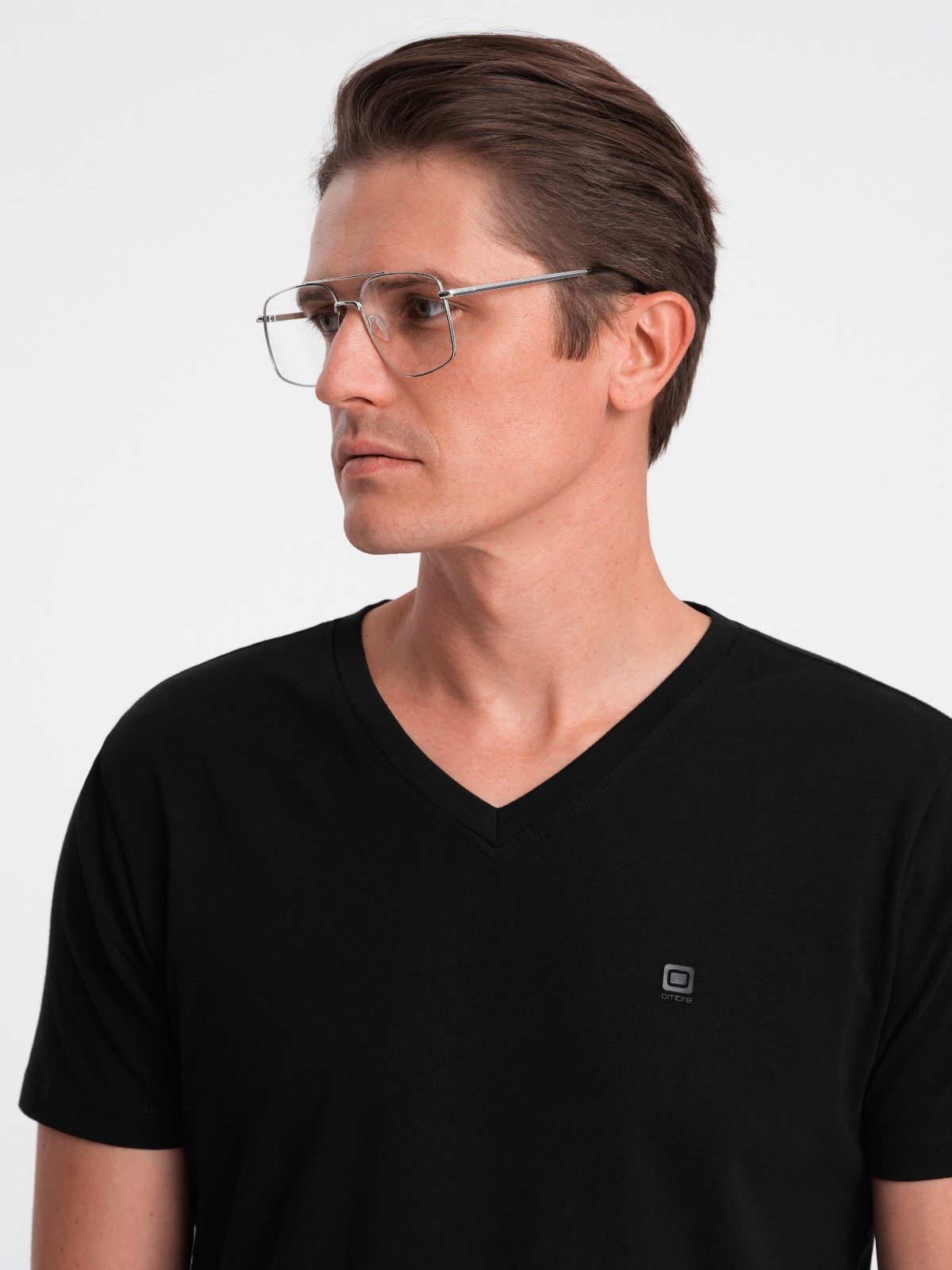 OMBRE T-Shirt Herren V-NECK-T-Shirt mit Elastan